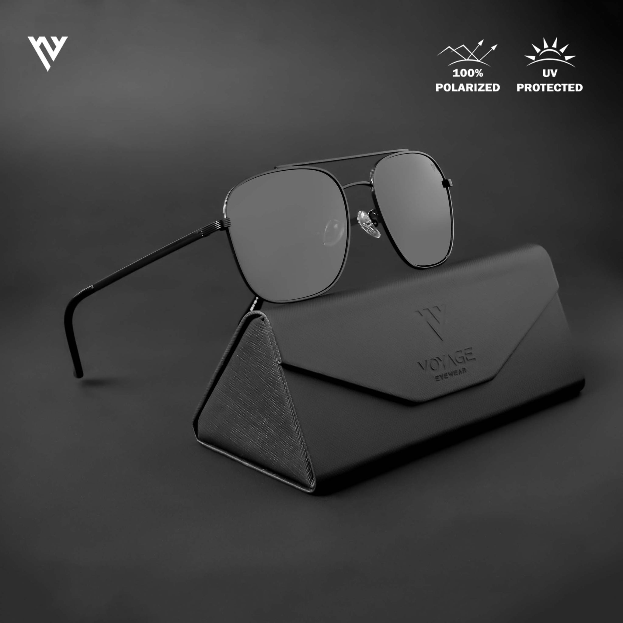 Voyage Exclusive Black Polarized Wayfarer Sunglasses For Men And Women