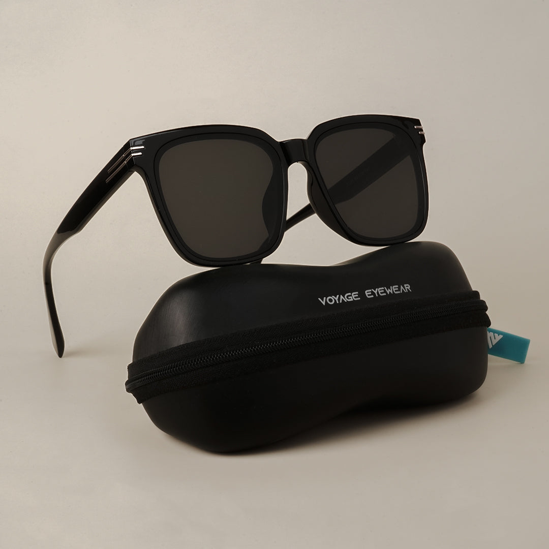 Voyage UV Protected Black Square Men & Women Sunglasses (952MG3669 |Black Lens | Black Frame)