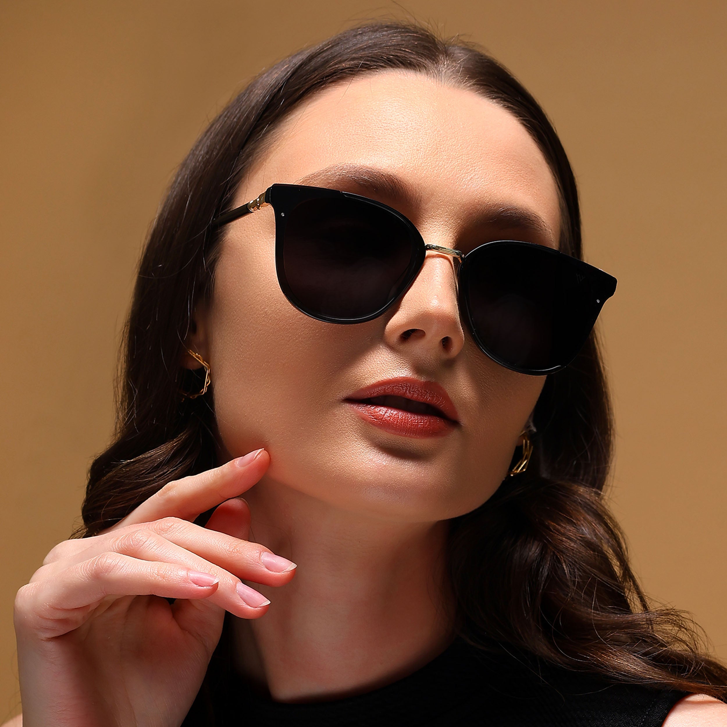 Voyage Cateye Sunglasses for Women (Black Lens | Black Frame - MG3175)