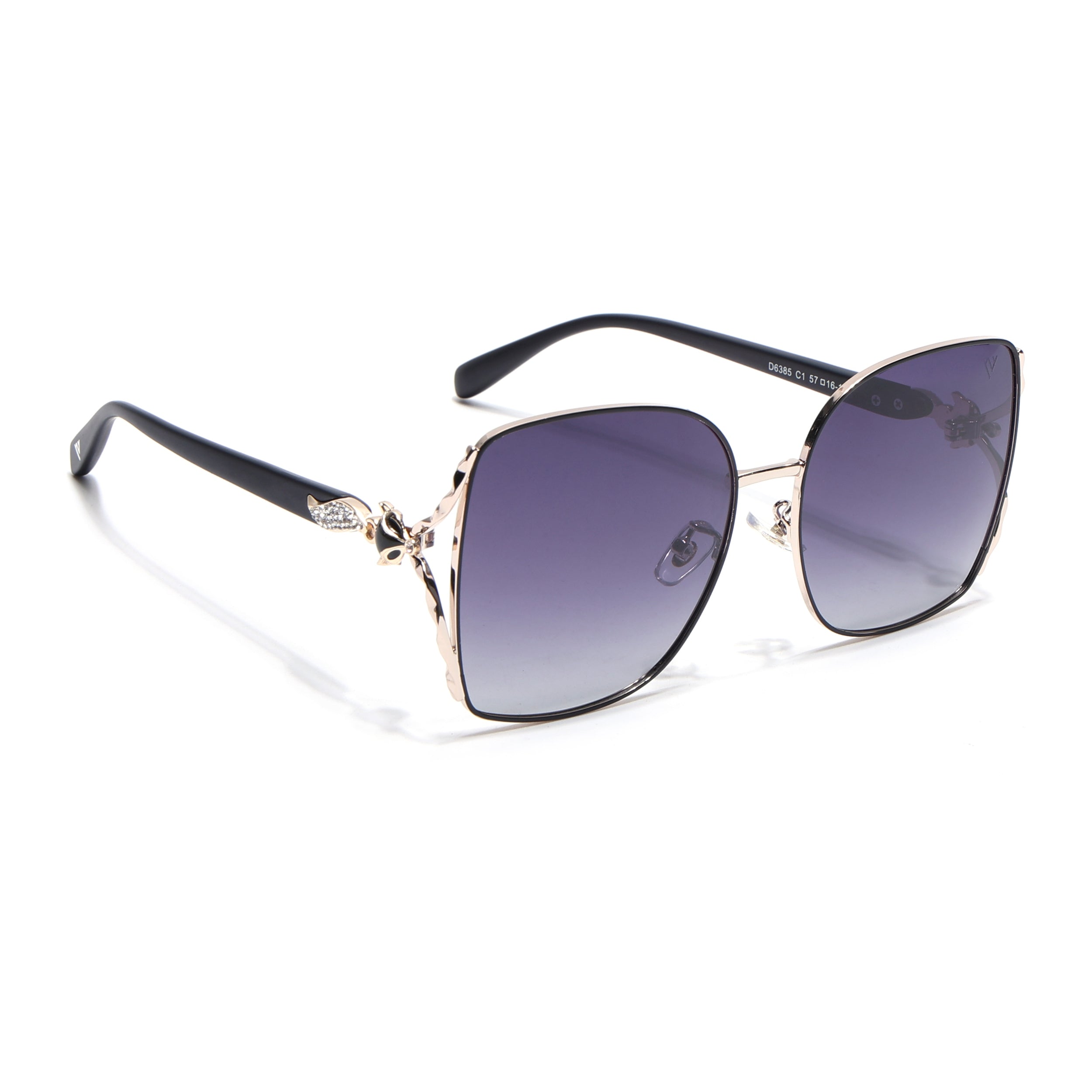 Voyage Select Over Size Polarized Sunglasses (Grey & Clear Lens | Golden & Black Frame - SLPMG6606)