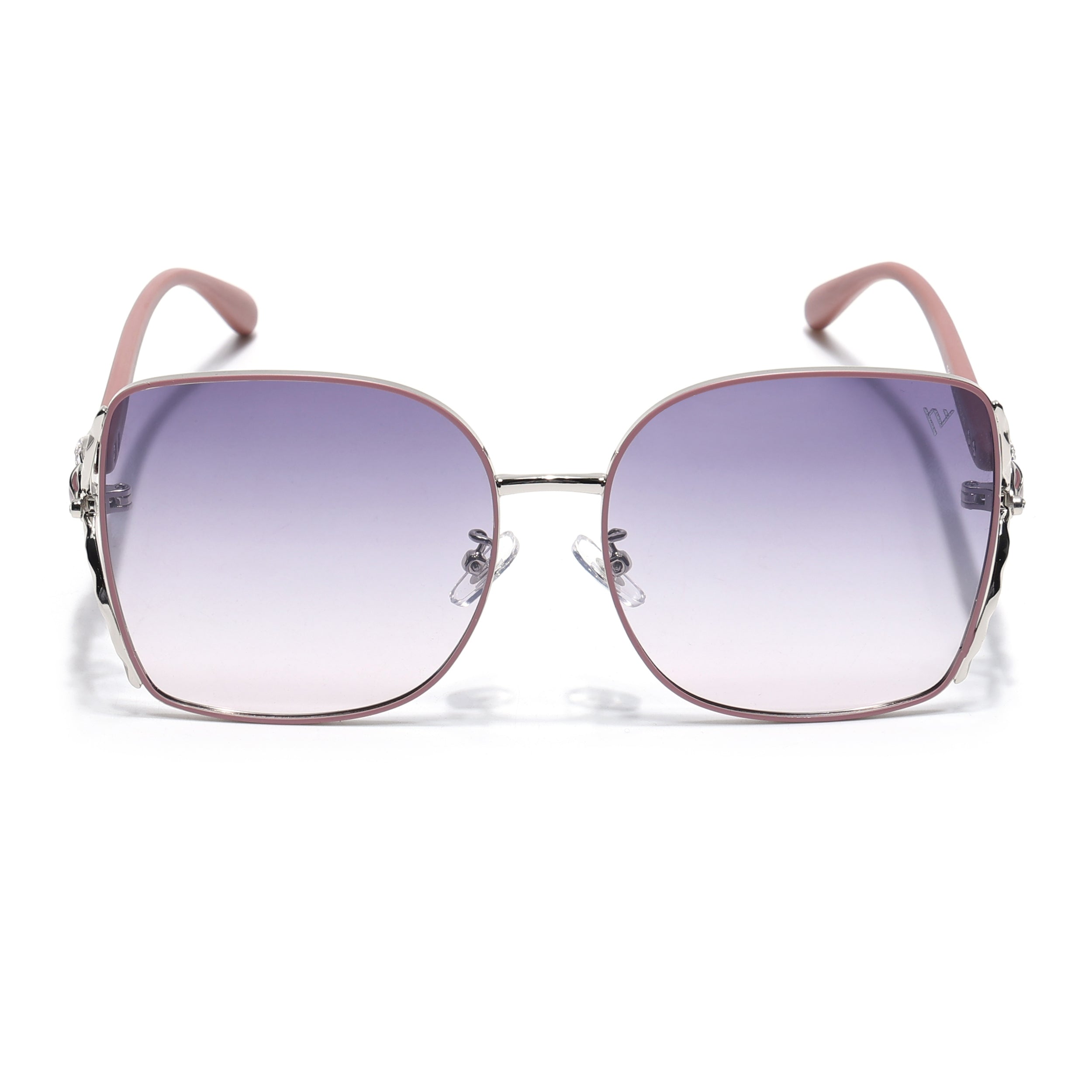 Voyage Select Over Size Polarized Sunglasses (Grey & Clear Lens | Silver & Pink Frame - SLPMG6610)