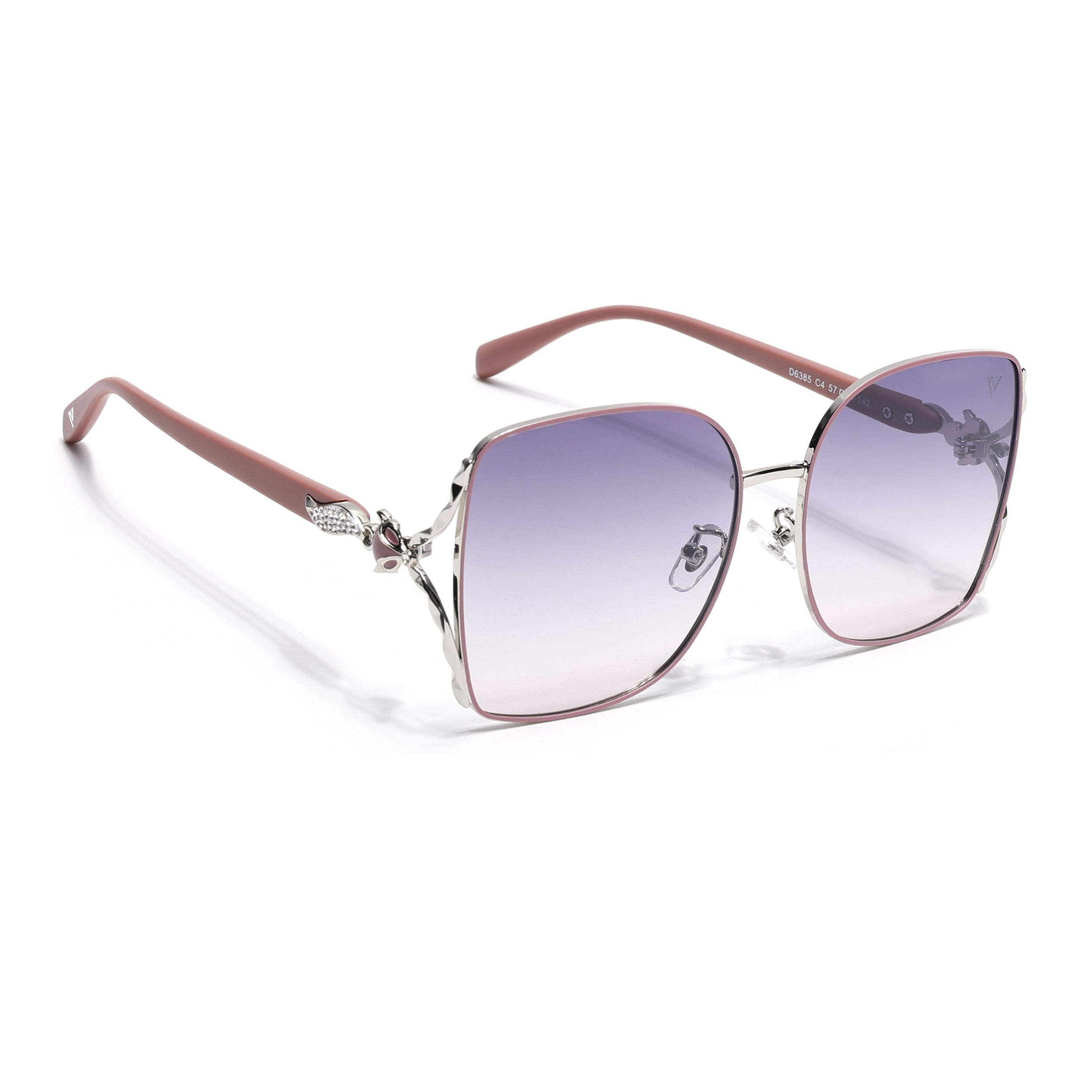 Voyage Select Over Size Polarized Sunglasses (Grey & Clear Lens | Silver & Pink Frame - SLPMG6610)