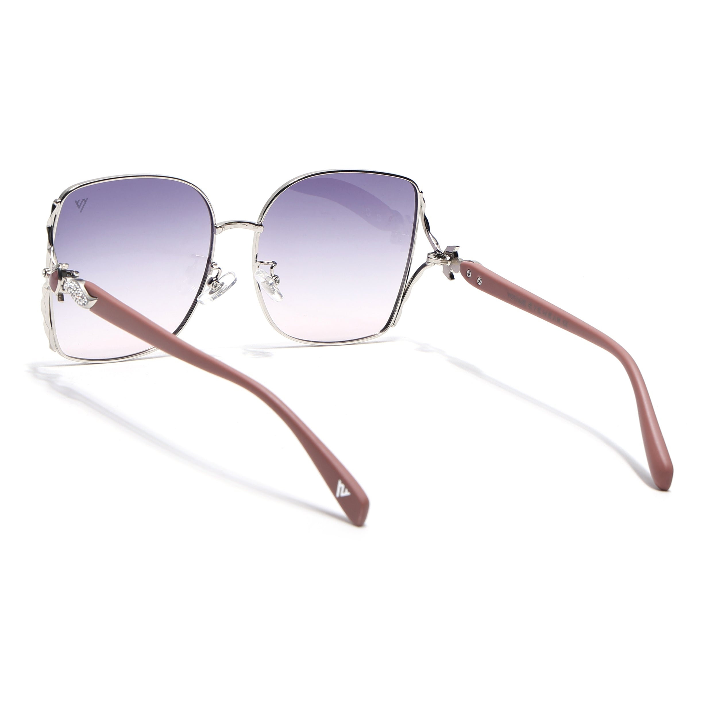 Voyage Select Over Size Polarized Sunglasses (Grey & Clear Lens | Silver & Pink Frame - SLPMG6610)