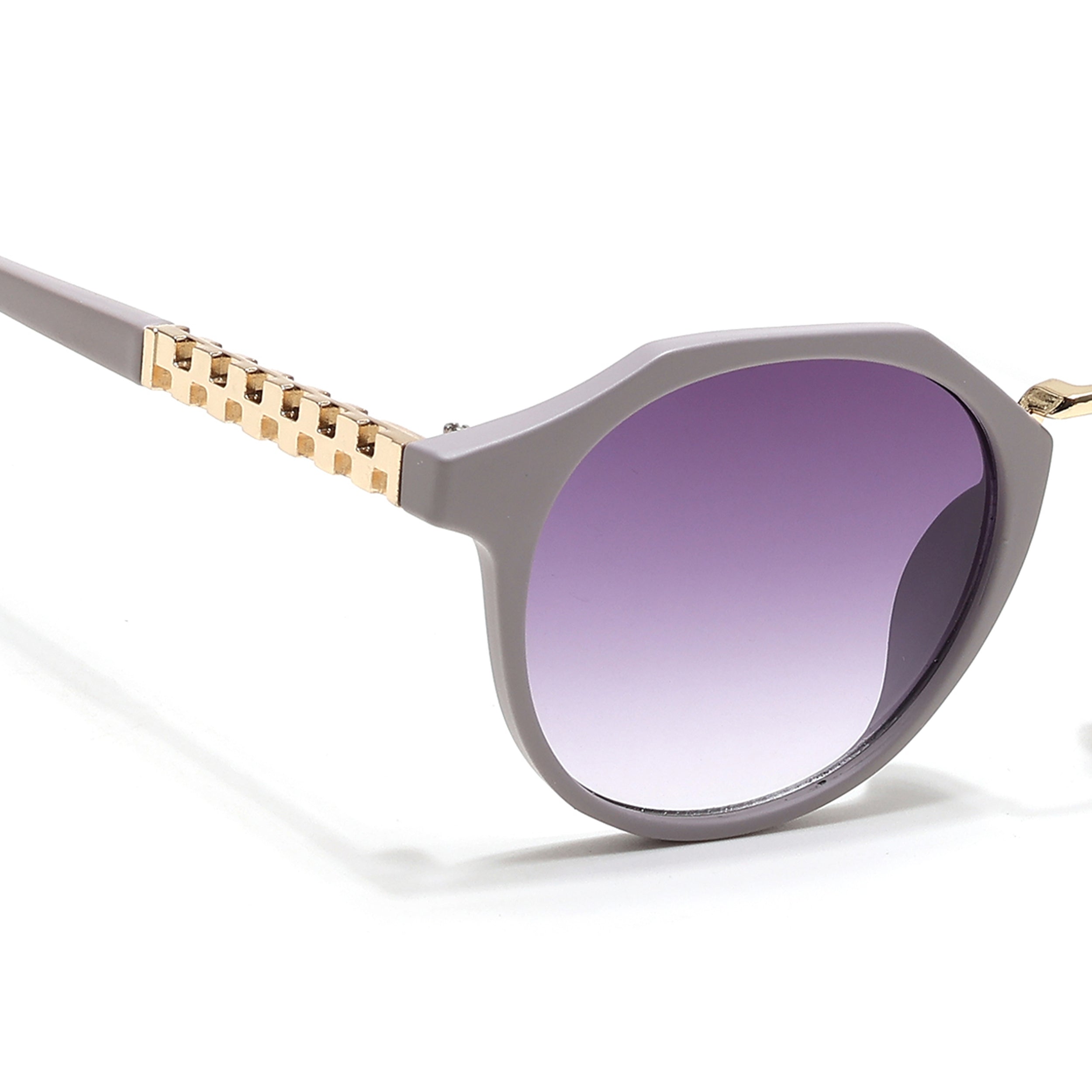 Round Sunglasses (Purple & Clear Lens | Grey Frame - MG6429)