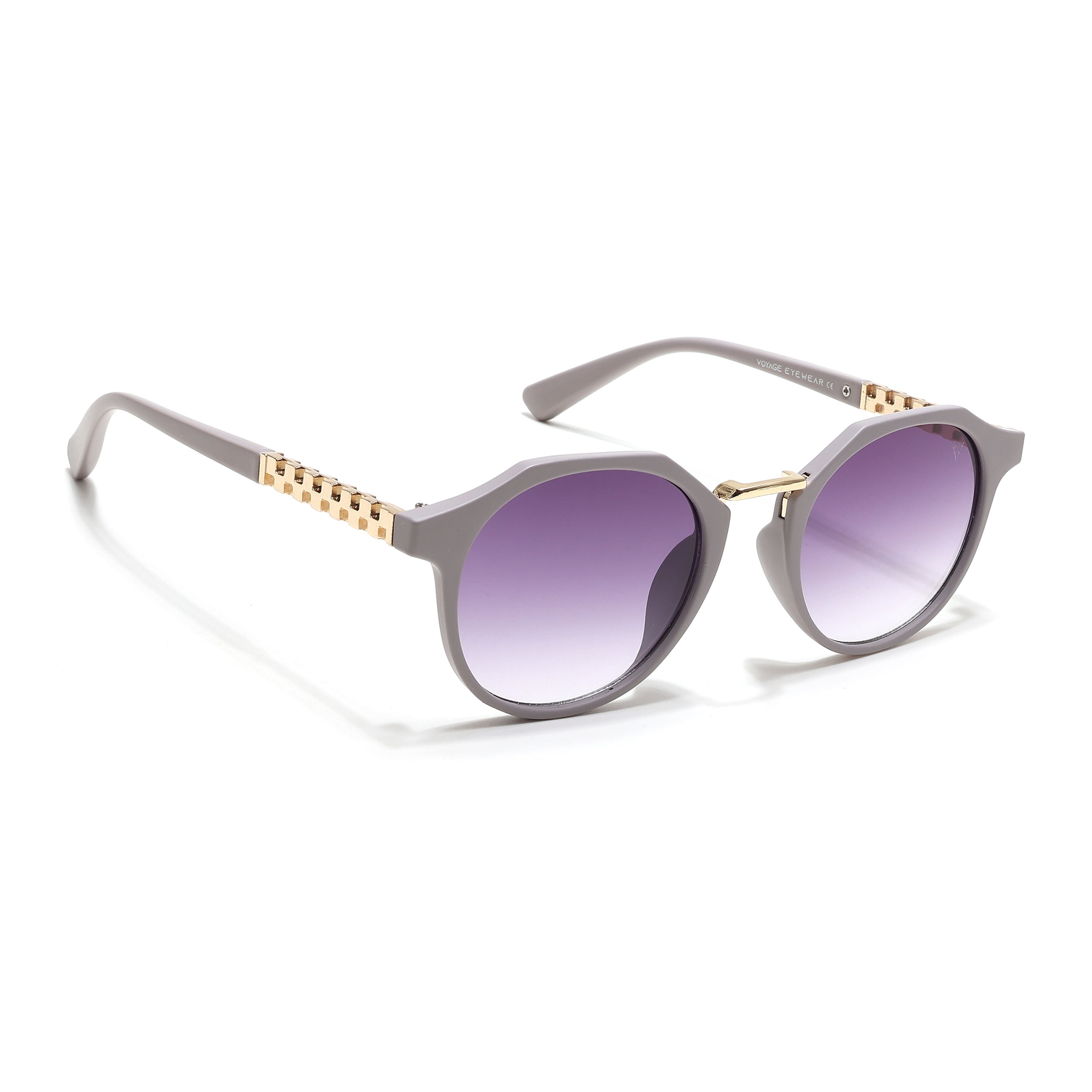 Round Sunglasses (Purple & Clear Lens | Grey Frame - MG6429)