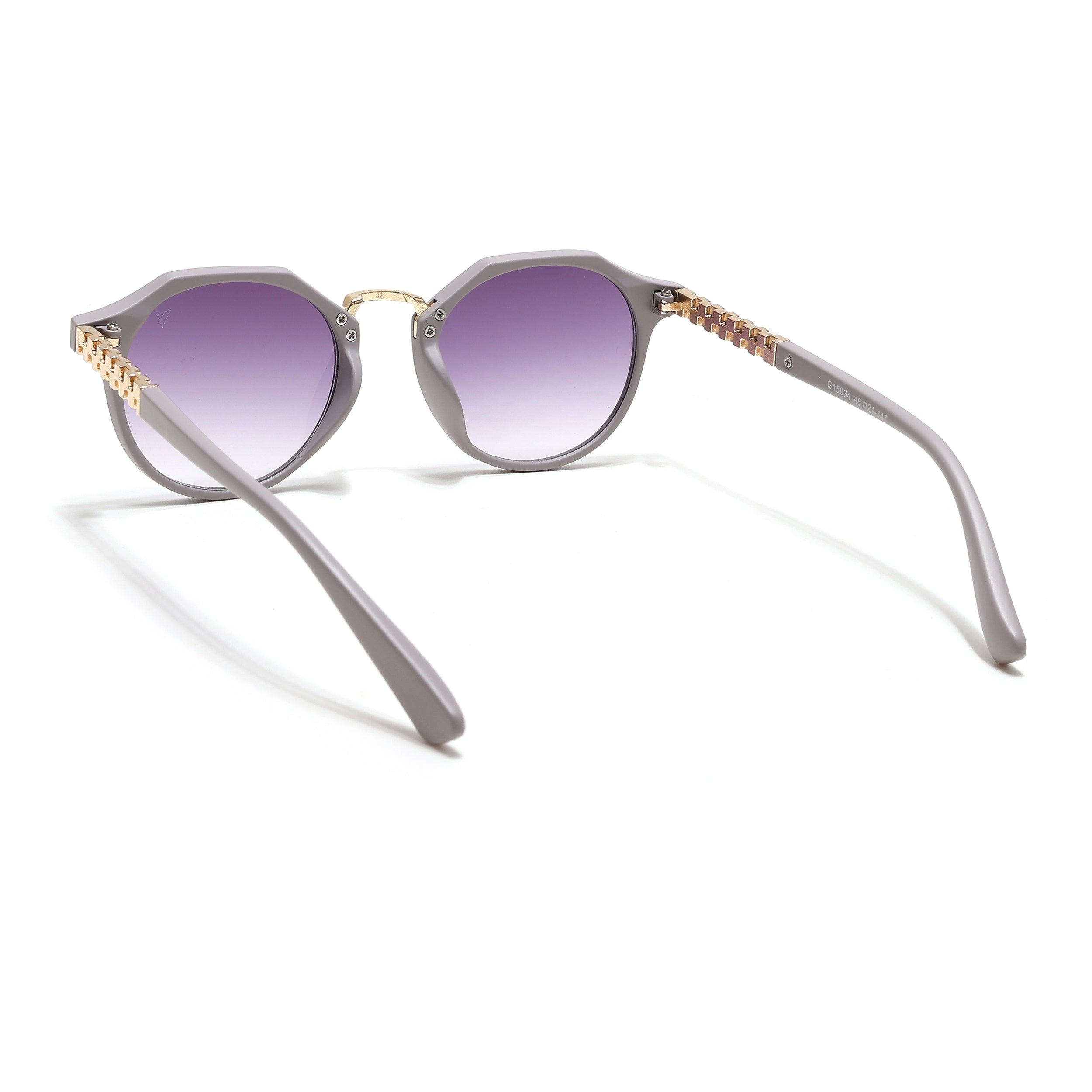 Round Sunglasses (Purple & Clear Lens | Grey Frame - MG6429)