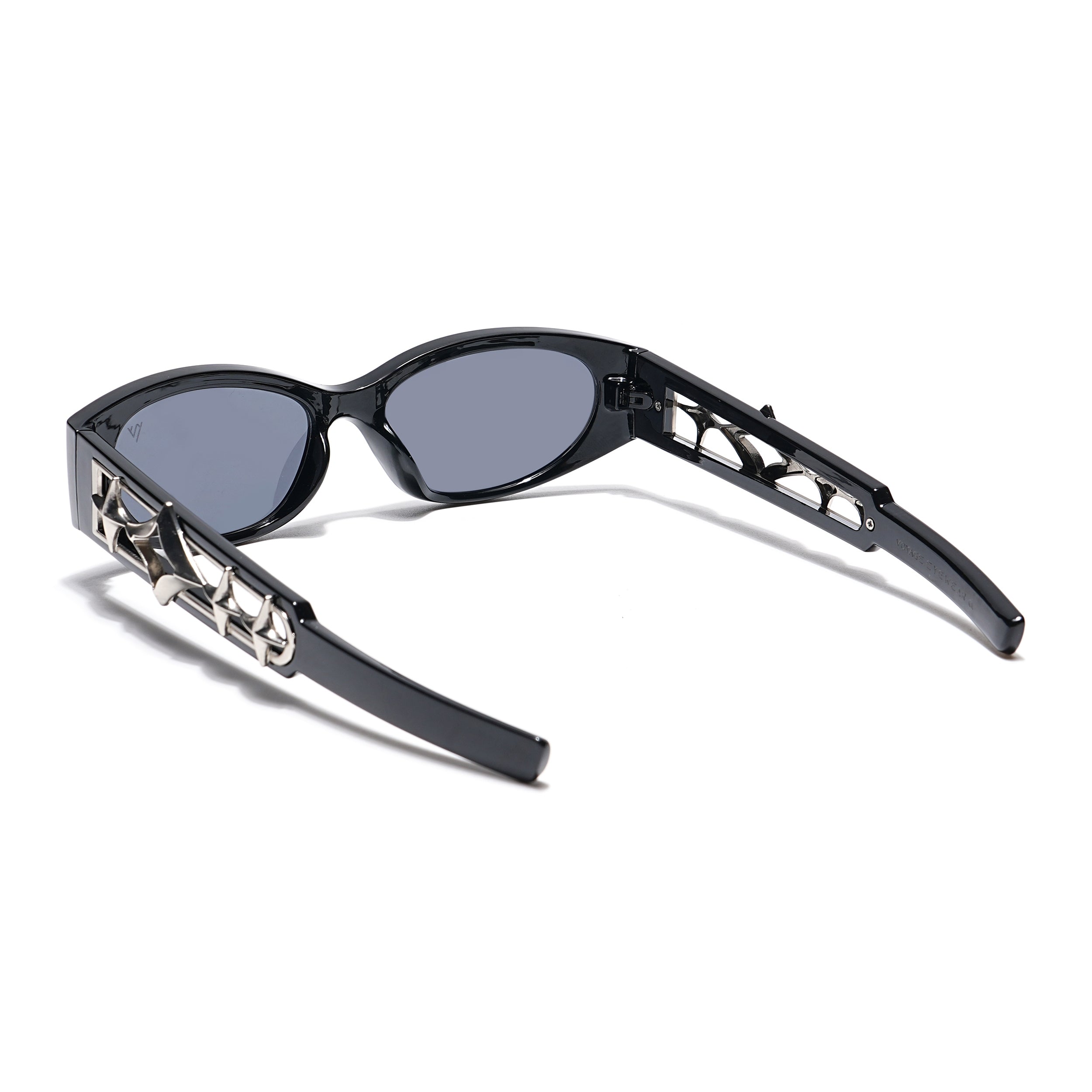 Oval Sunglasses (Black Lens | Shine Black Frame - MG5548)