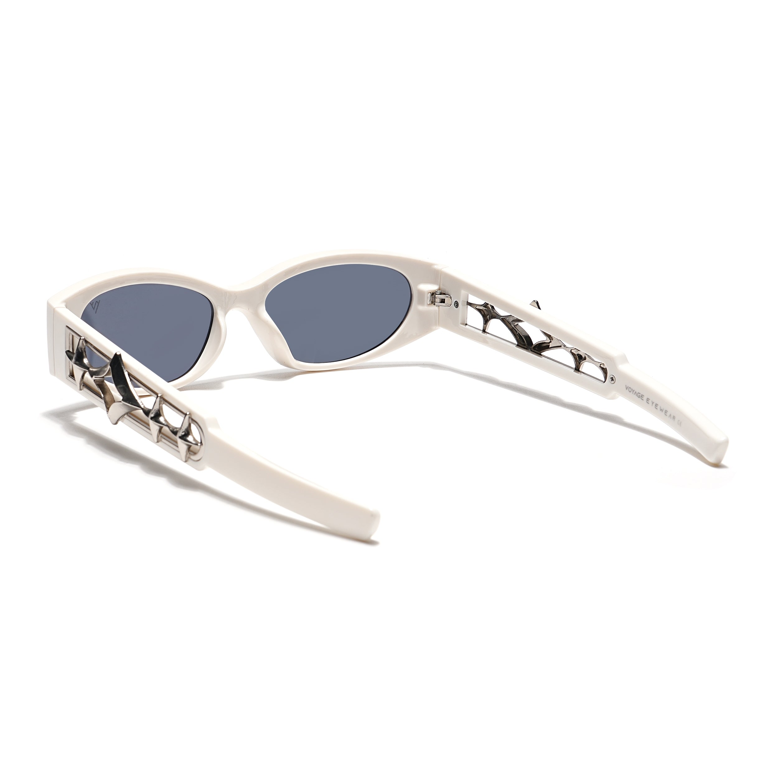 Oval Sunglasses (Black Lens | White Frame - MG5549)