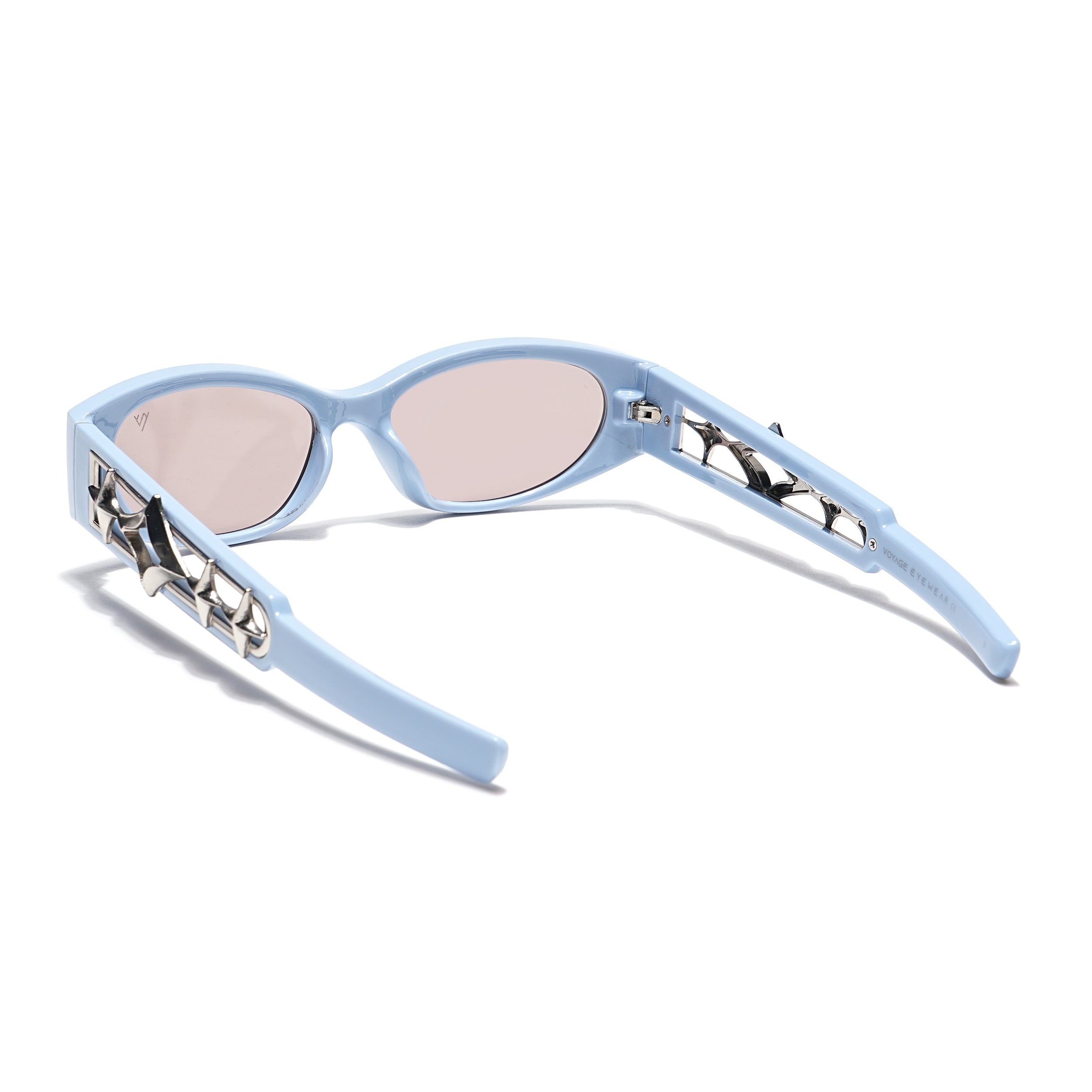 Oval Sunglasses (Grey Lens | Light Blue Frame - MG5552)