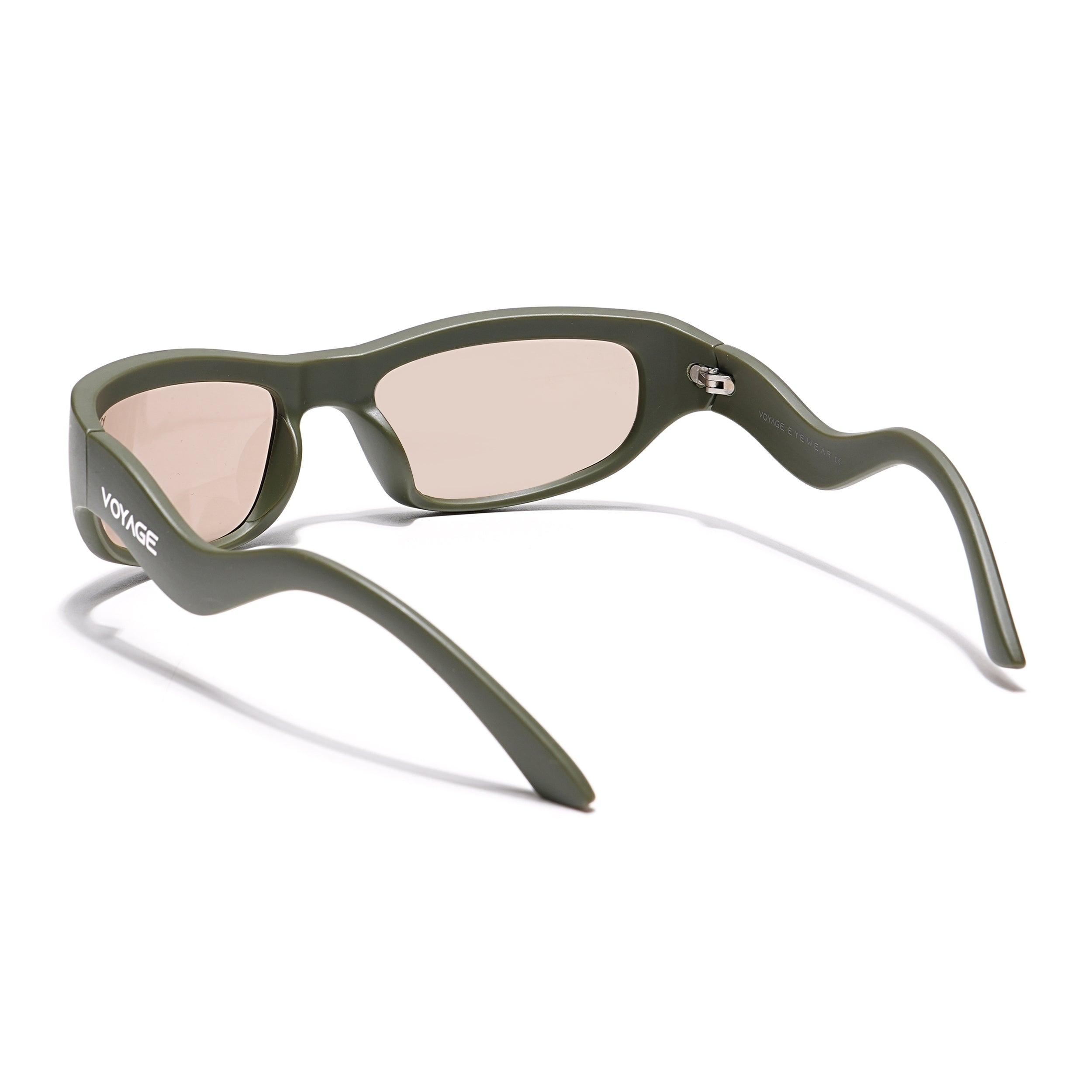 Wrap Around Sunglasses (Light Brown Lens | Olive Frame - MG5556)