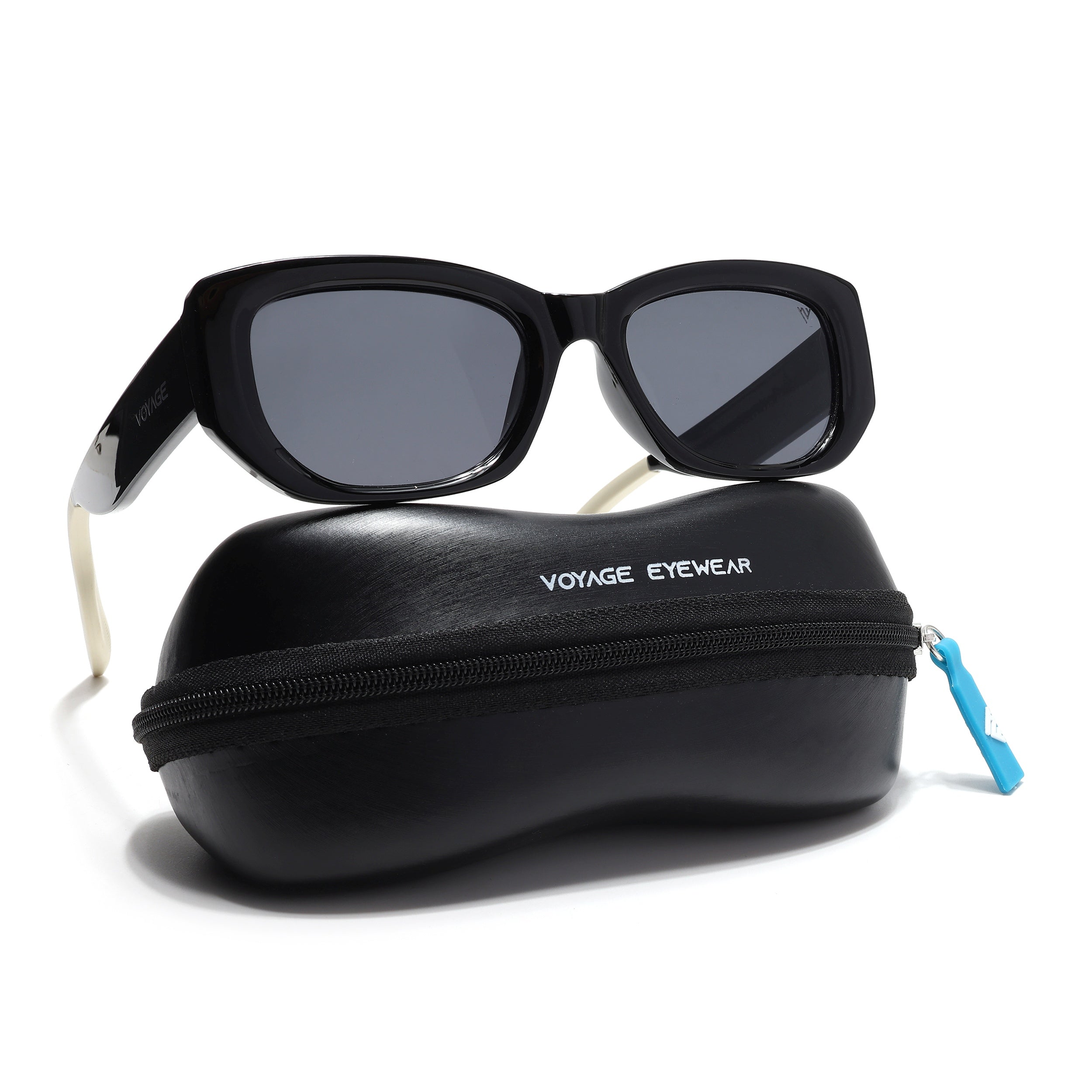 Cosmos |  Black Rectangle Sunglasses | Black Lens - MG6569