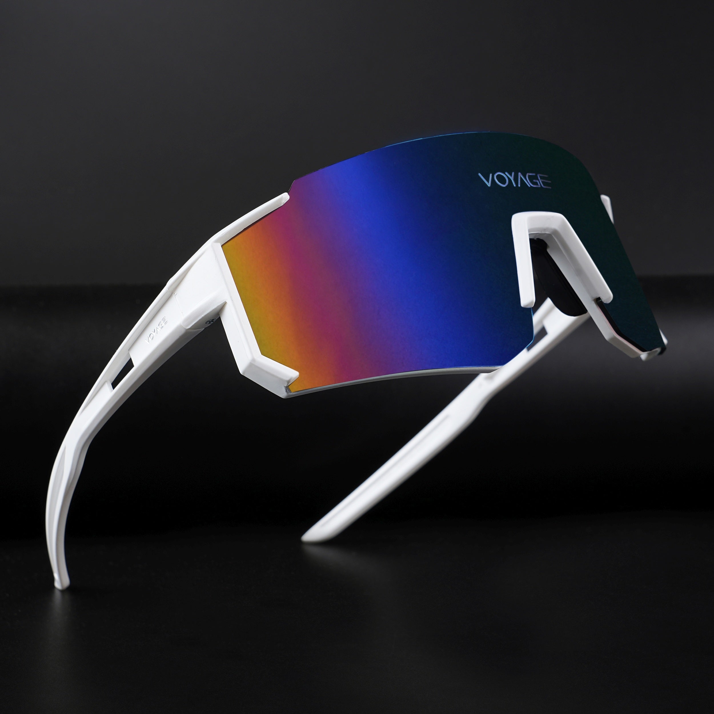 Voyage Drift Sunglasses for Men & Women (Multicolor Lens | White Frame - MG5623)
