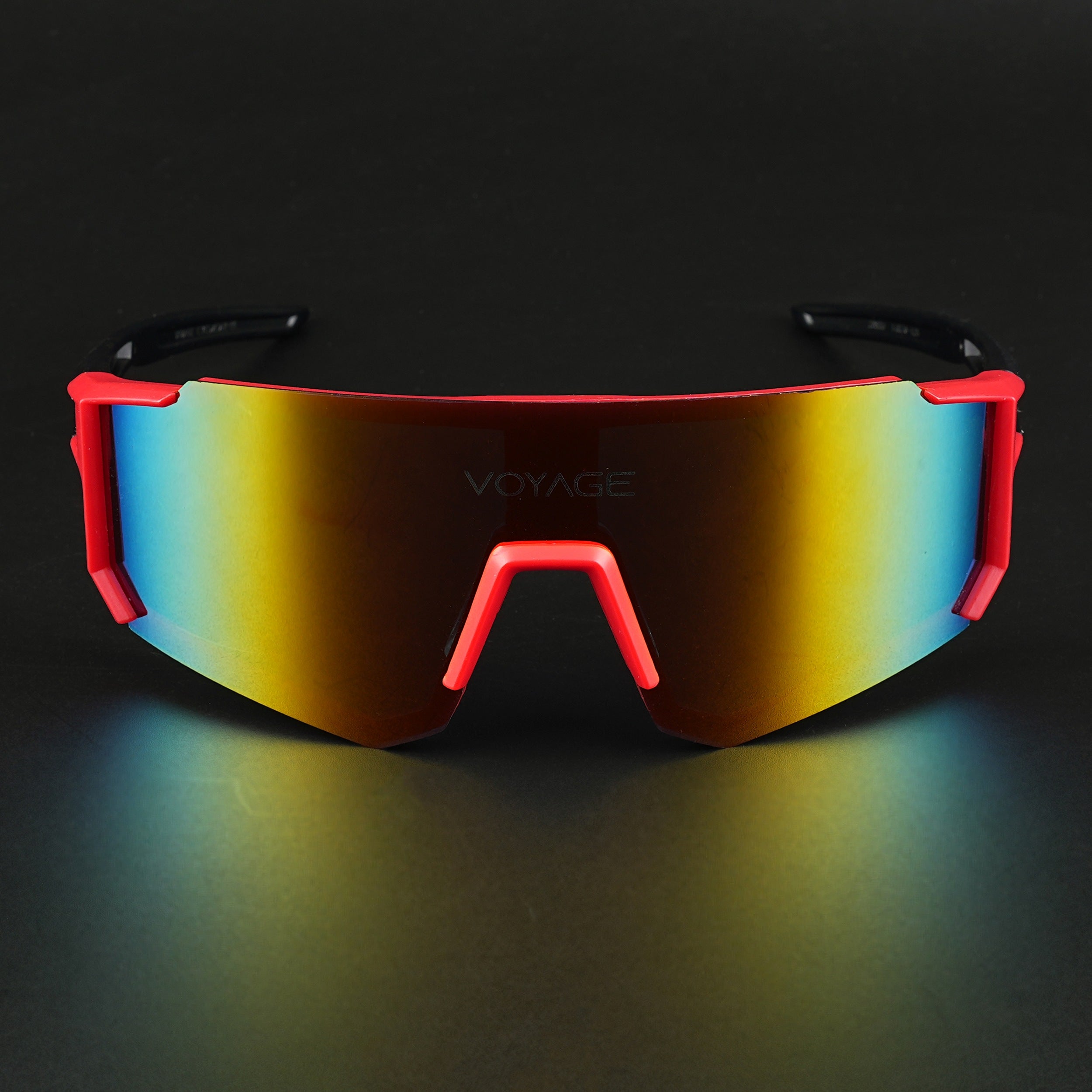 Voyage Drift Sunglasses for Men & Women (Multicolor Lens | Red Frame - MG5624)