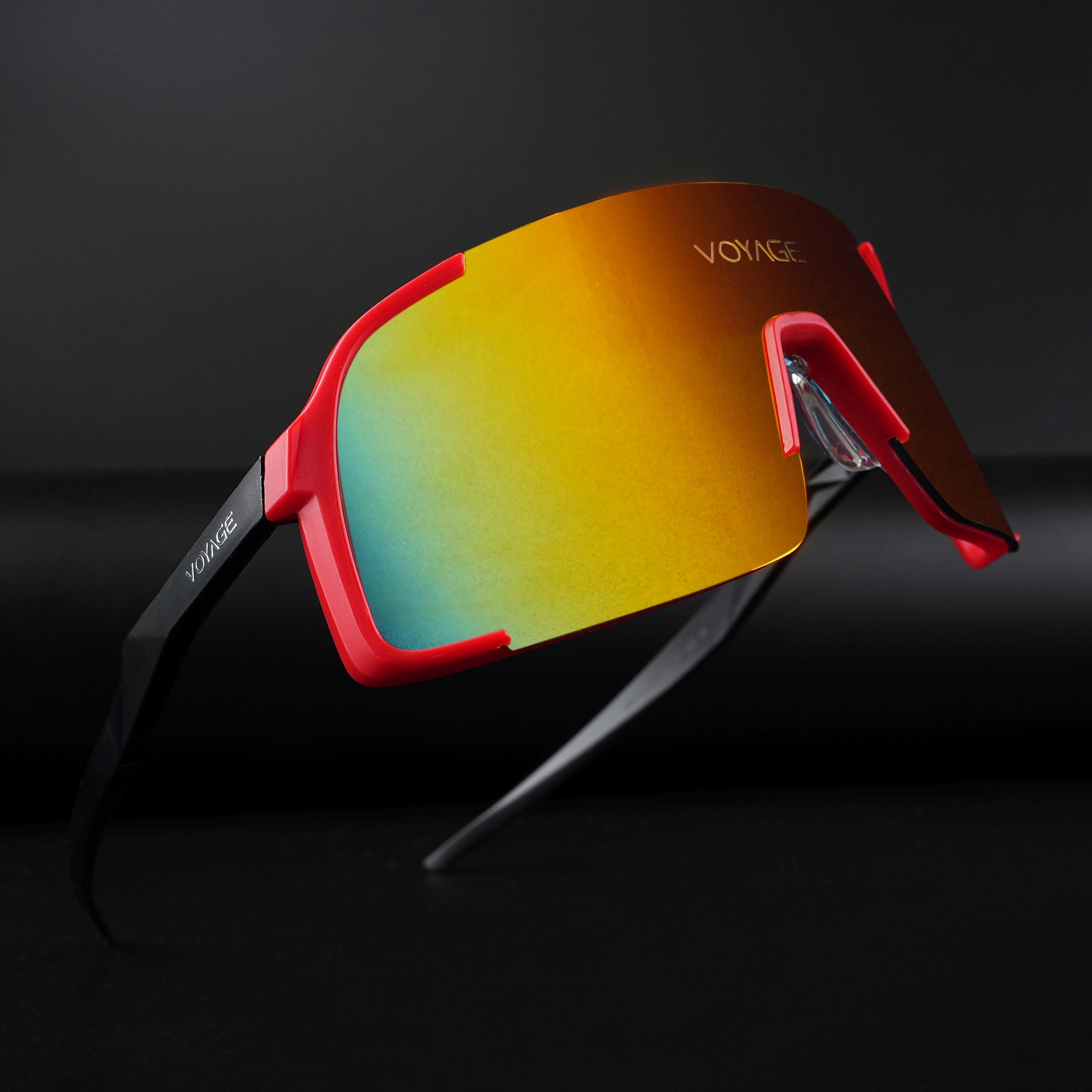 Voyage Drift Sunglasses for Men & Women (Multicolor Lens | Red Frame - MG5633)