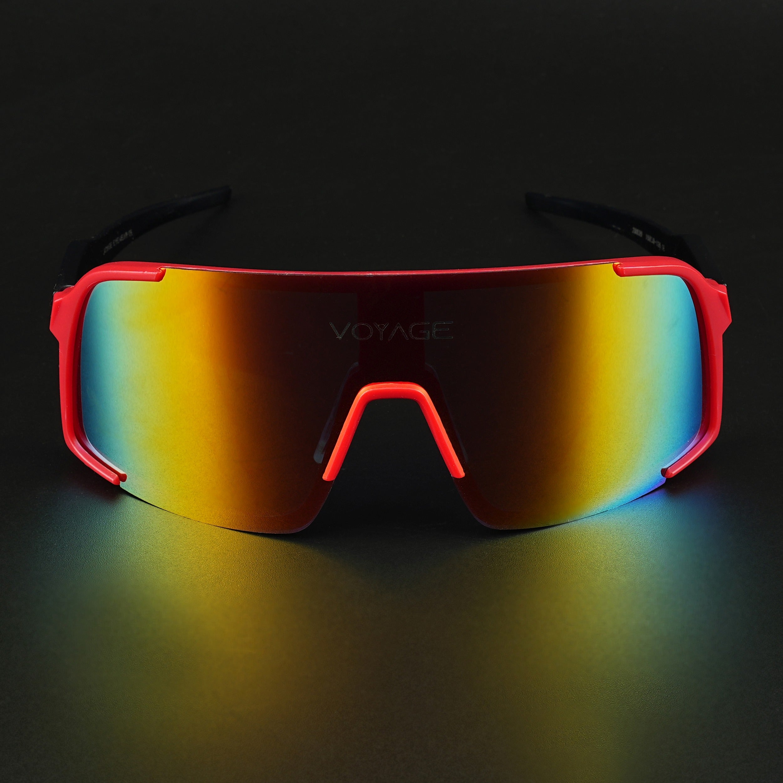 Voyage Drift Sunglasses for Men & Women (Multicolor Lens | Red Frame - MG5633)
