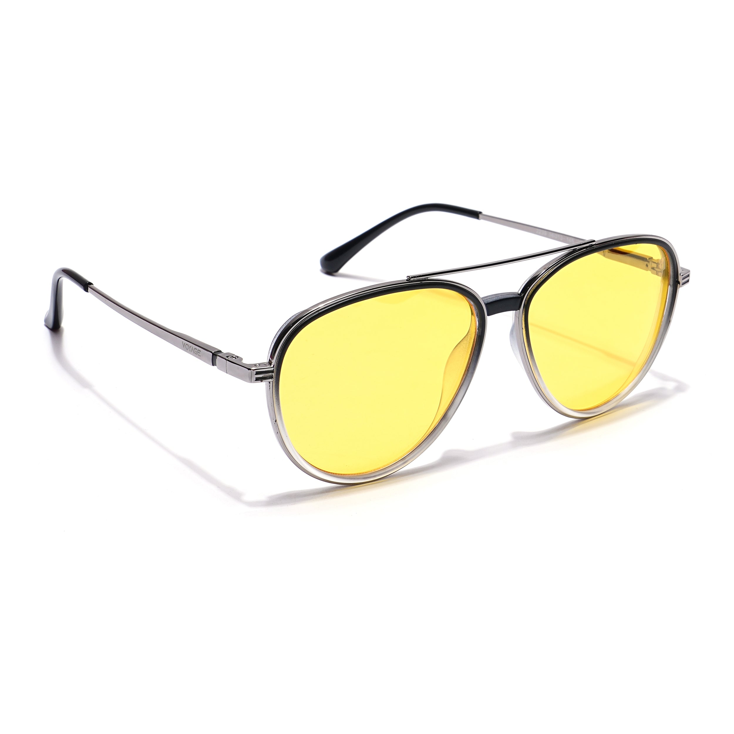 Voyage Select Aviator Sunglasses (Yellow Lens | Black & Transparent Frame - SLPMG5936)