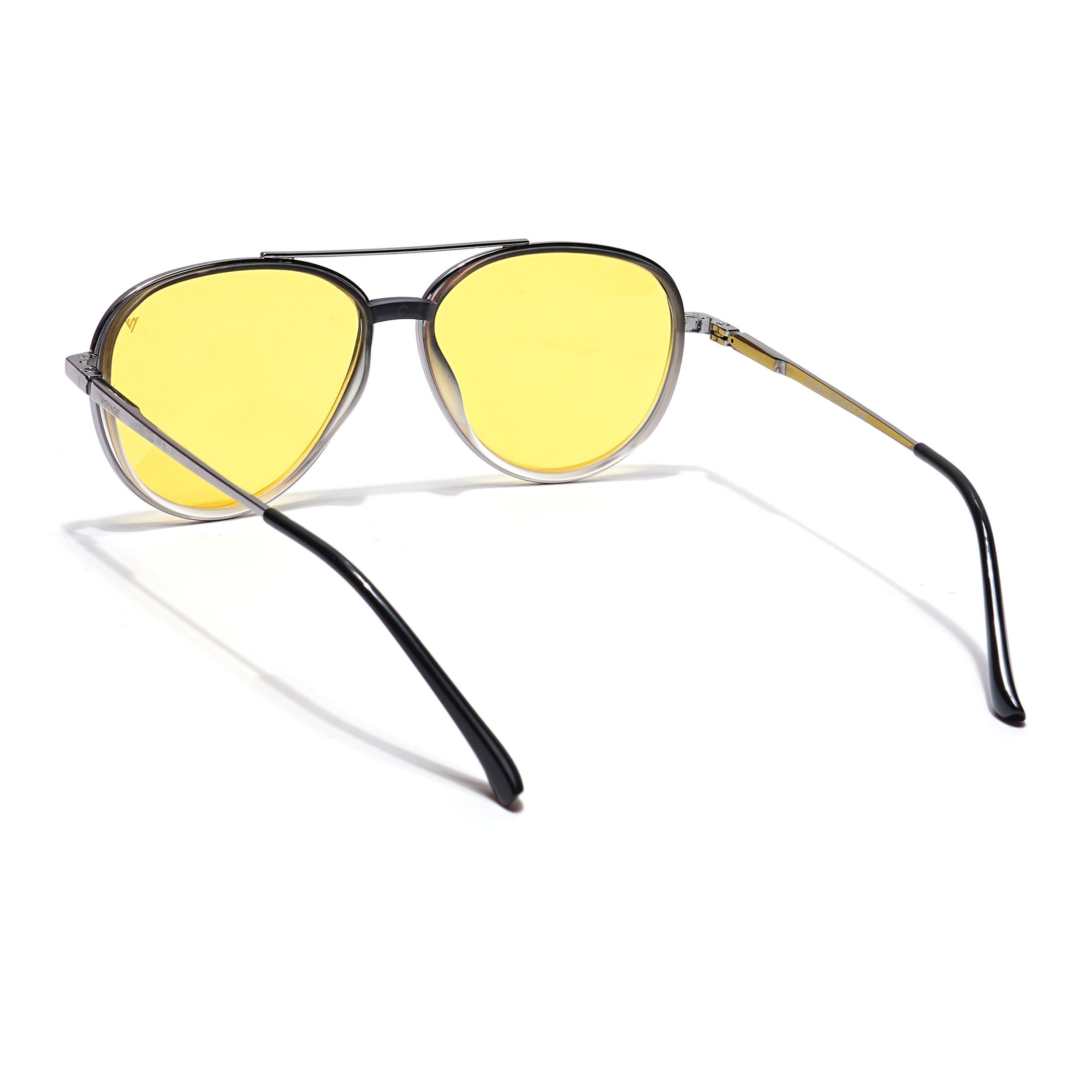 Voyage Select Aviator Sunglasses (Yellow Lens | Black & Transparent Frame - SLPMG5936)