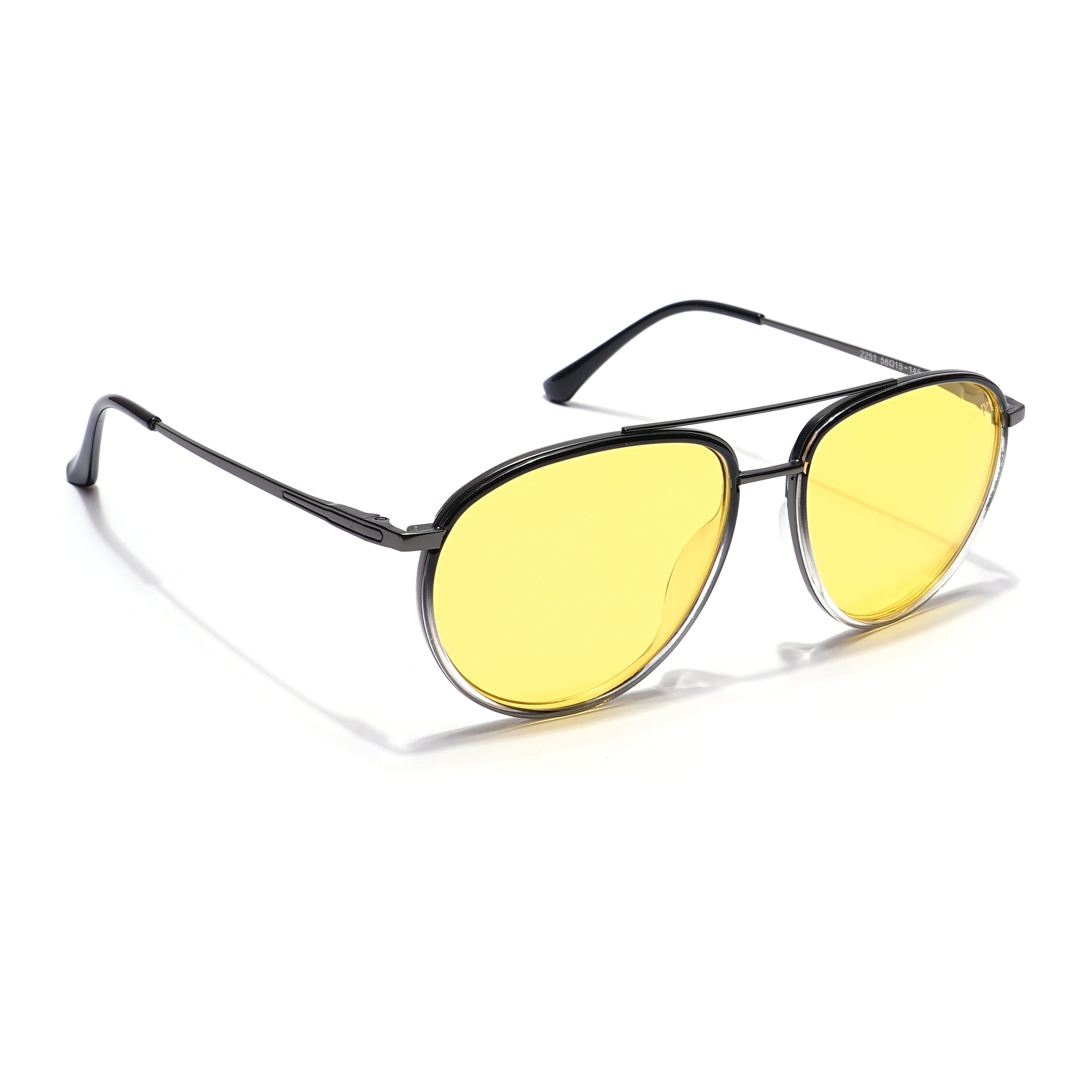 Voyage Select Aviator Sunglasses (Yellow Lens | Black & Transparent Frame - SLPMG5931)