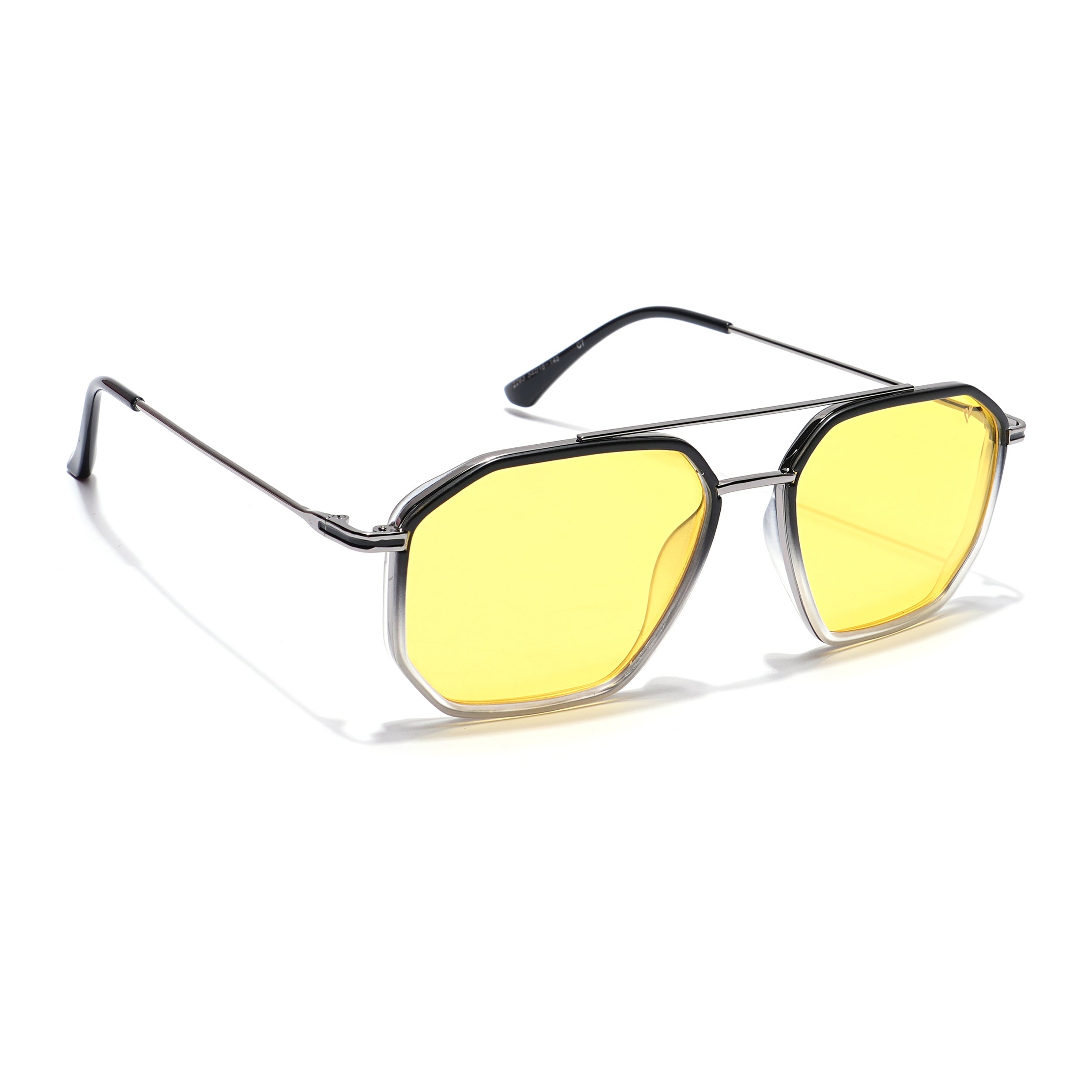 Voyage Select Square Sunglasses (Yellow Lens | Black & Transparent Frame - SLPMG5934)