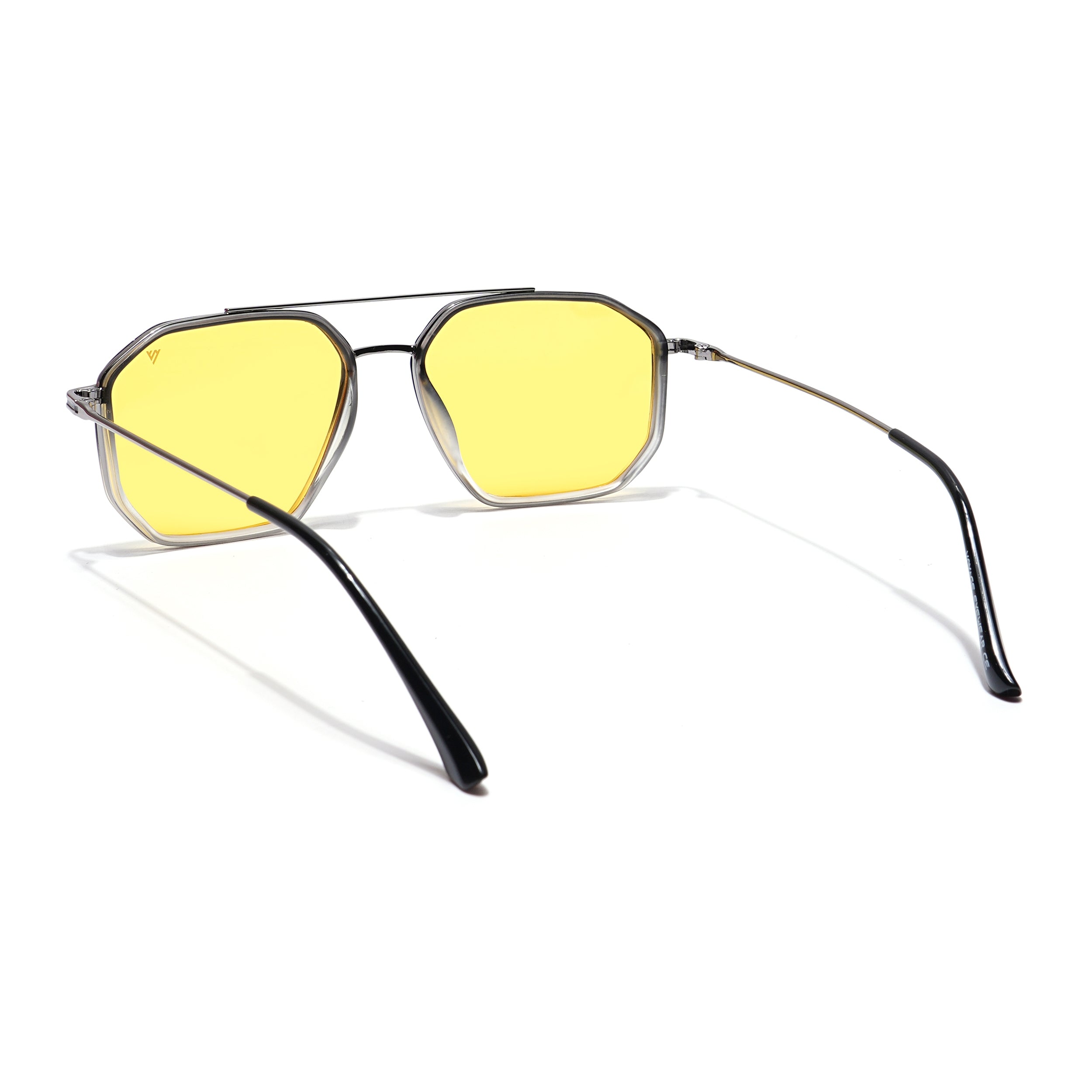 Voyage Select Square Sunglasses (Yellow Lens | Black & Transparent Frame - SLPMG5934)