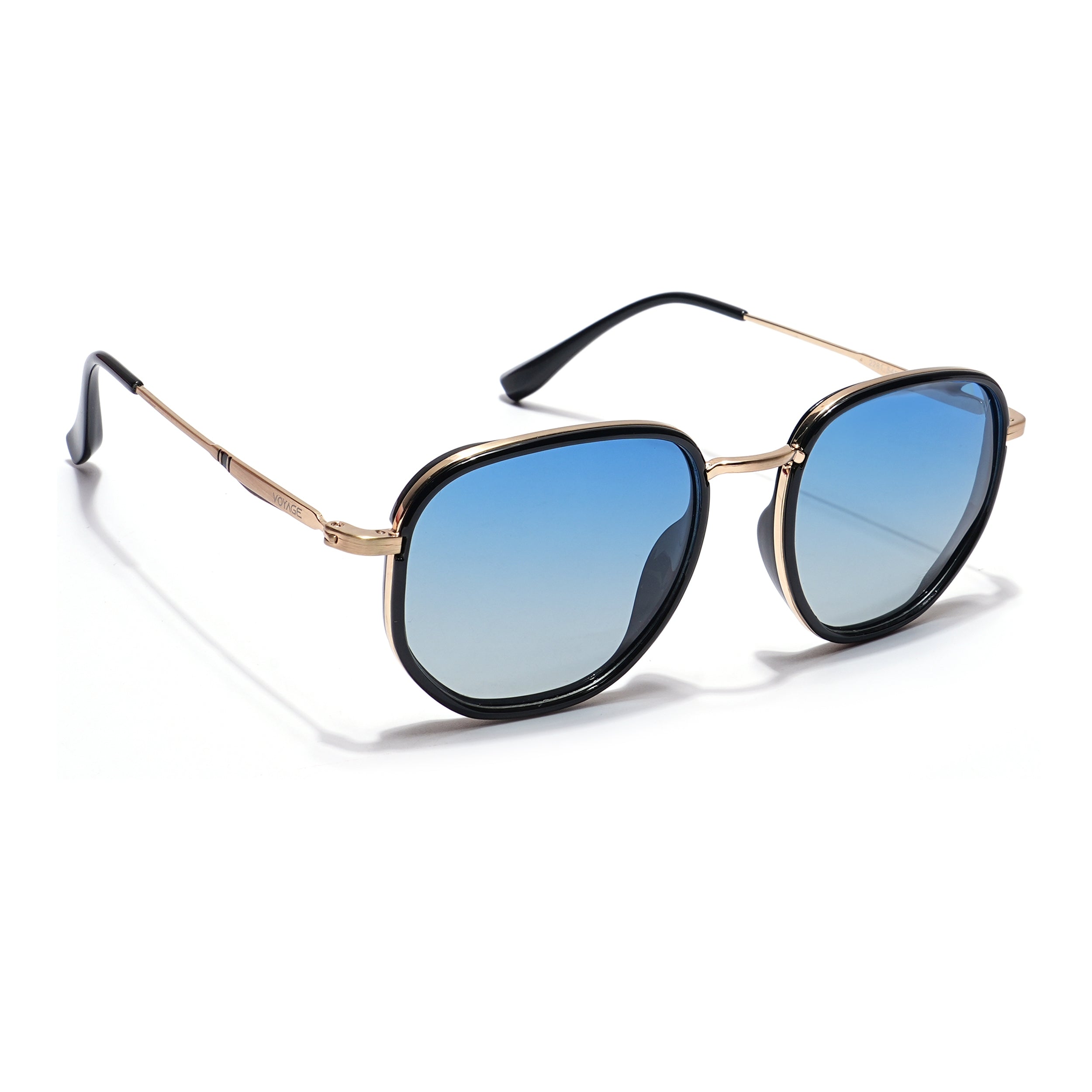 Voyage Select Square Sunglasses (Blue Lens | Black & Golden Frame - SLPMG5939)