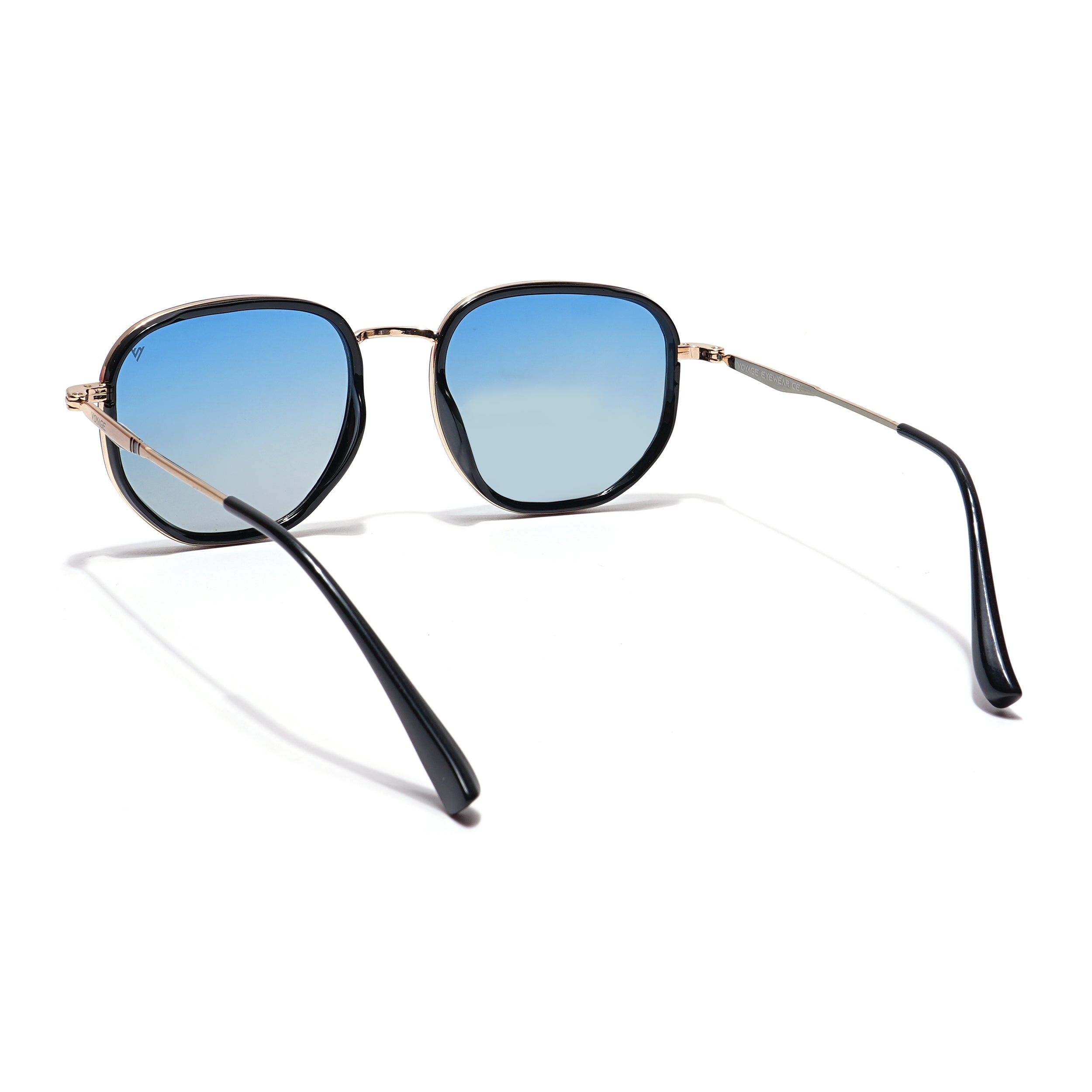 Voyage Select Square Sunglasses (Blue Lens | Black & Golden Frame - SLPMG5939)