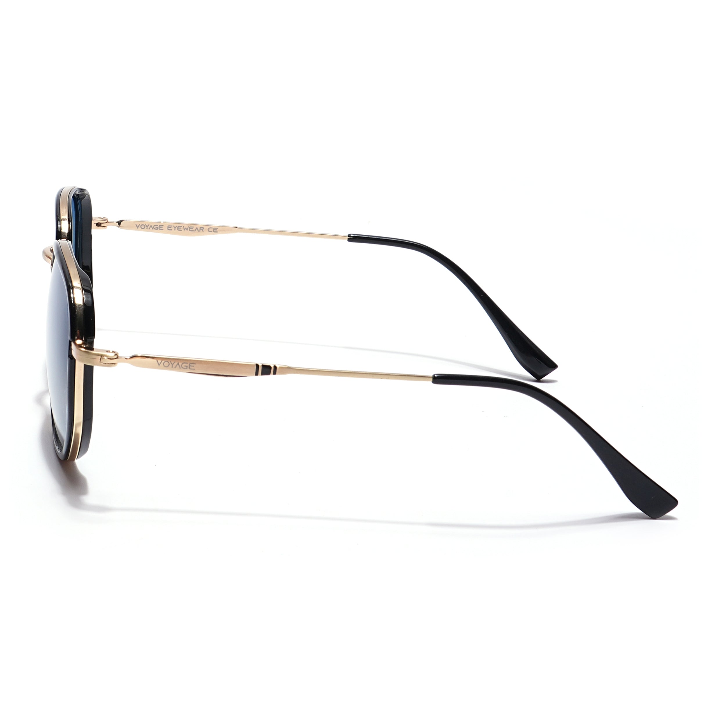 Voyage Select Square Sunglasses (Blue Lens | Black & Golden Frame - SLPMG5939)