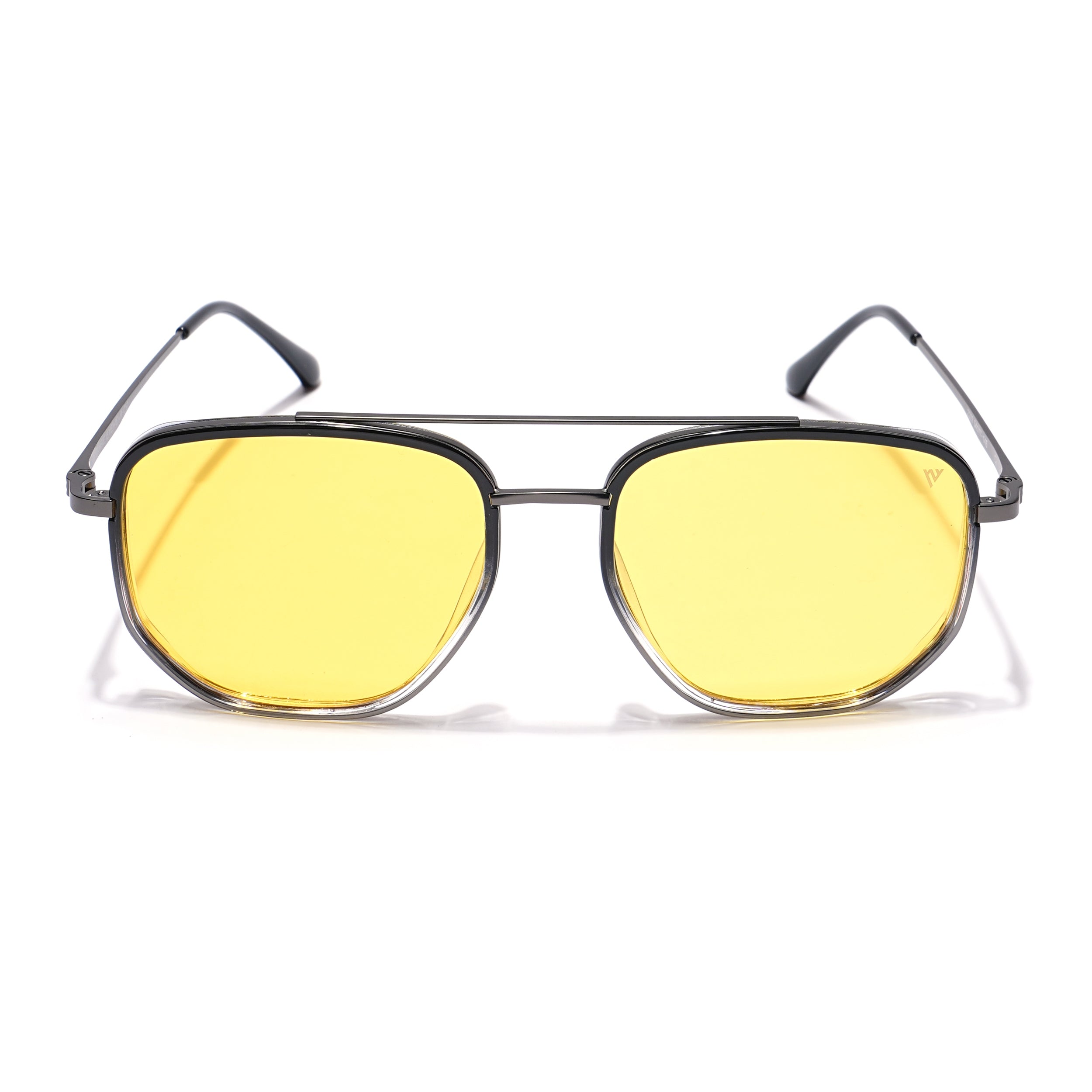 Voyage Select Square Sunglasses (Yellow Lens | Black & Transparent Frame - SLPMG5967)