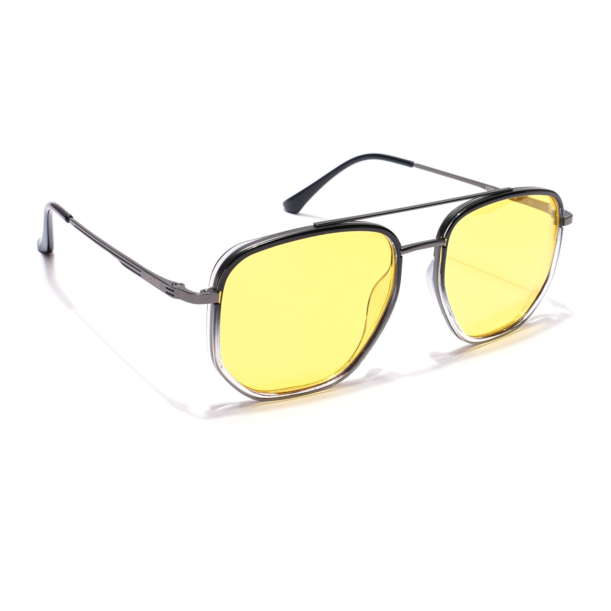 Voyage Select Square Sunglasses (Yellow Lens | Black & Transparent Frame - SLPMG5967)