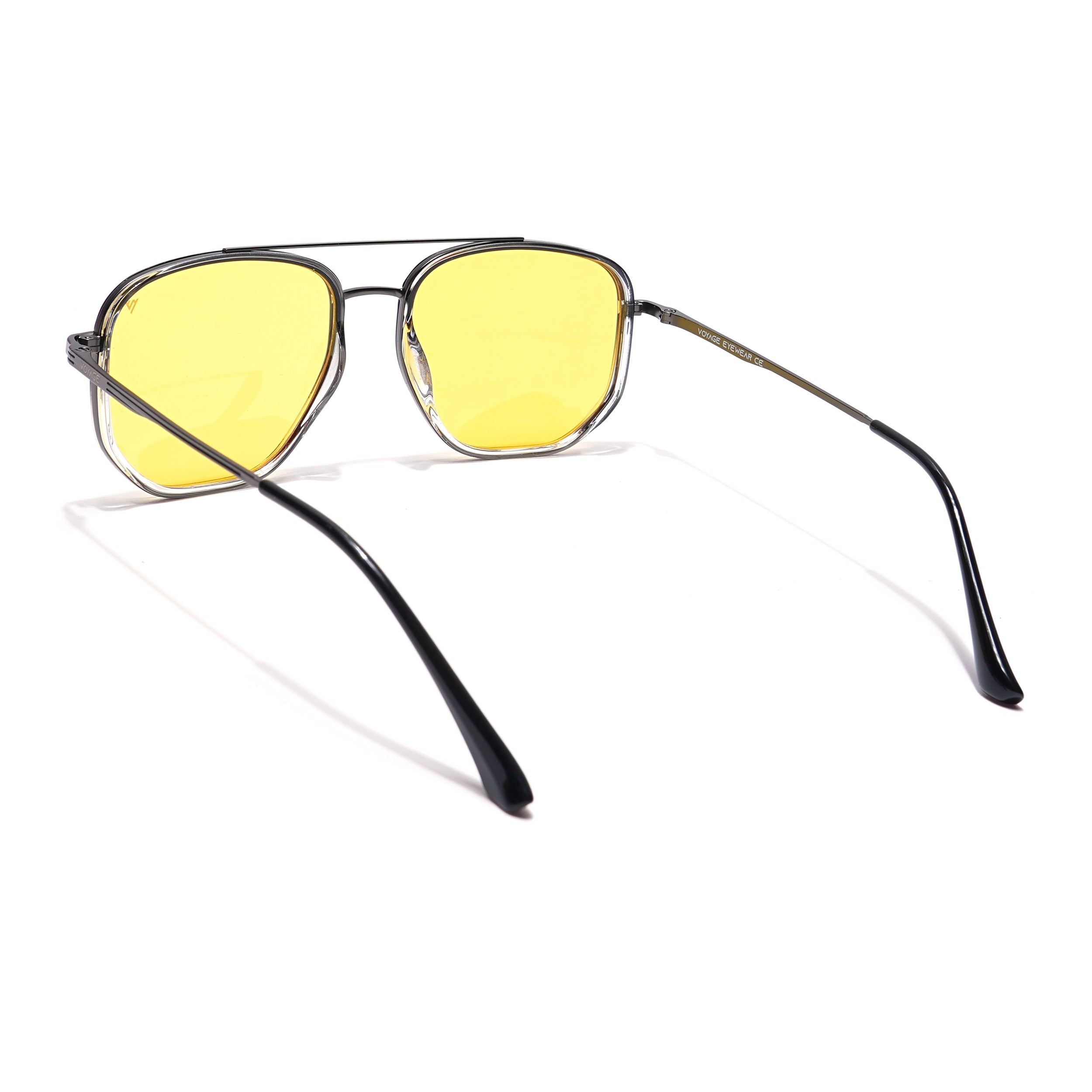 Voyage Select Square Sunglasses (Yellow Lens | Black & Transparent Frame - SLPMG5967)