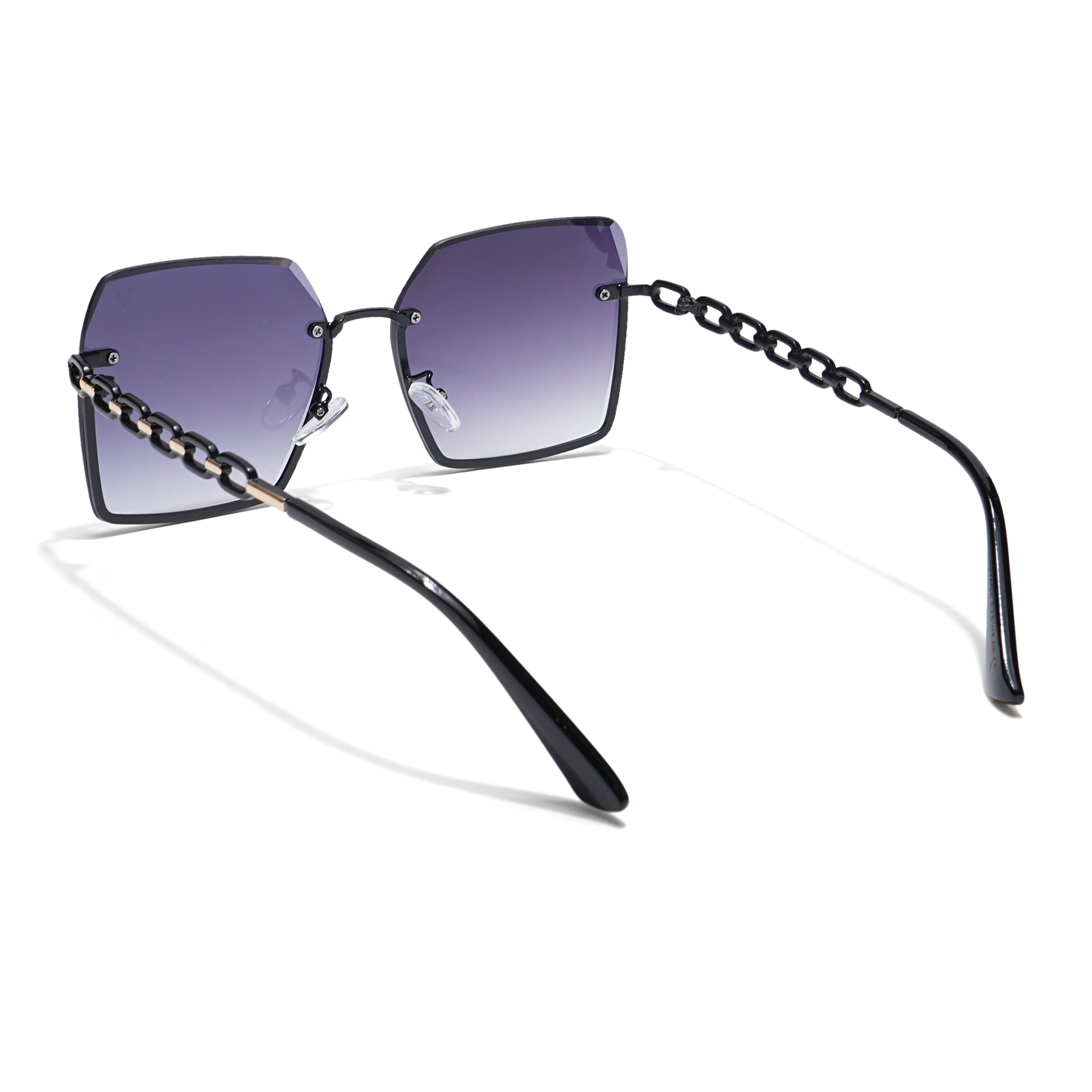 Over Size Sunglasses (Grey & Clear Lens | Golden Frame - MG5796)