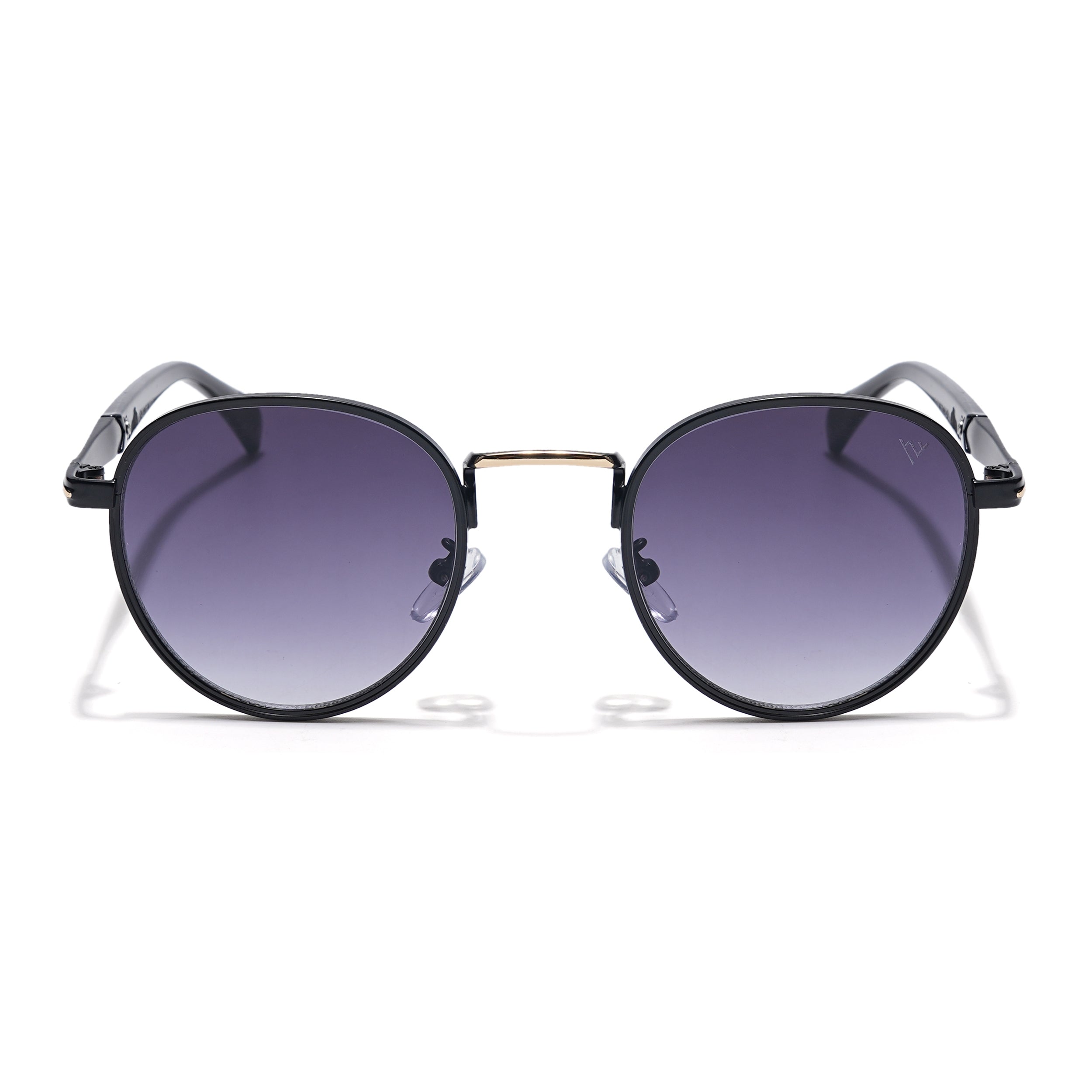 Round Sunglasses (Black & Clear Lens | Black & Golden Frame - MG5791)