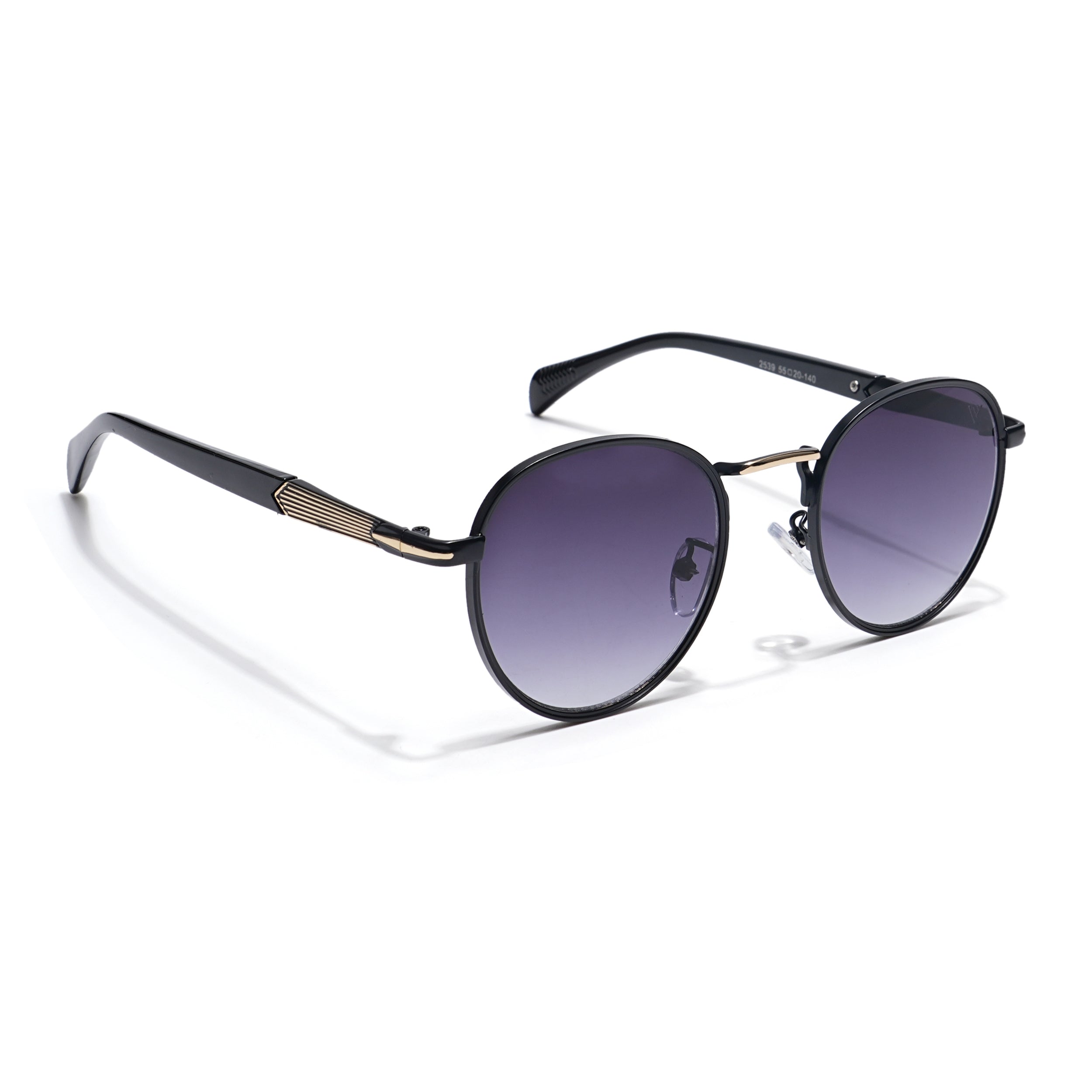 Round Sunglasses (Black & Clear Lens | Black & Golden Frame - MG5791)