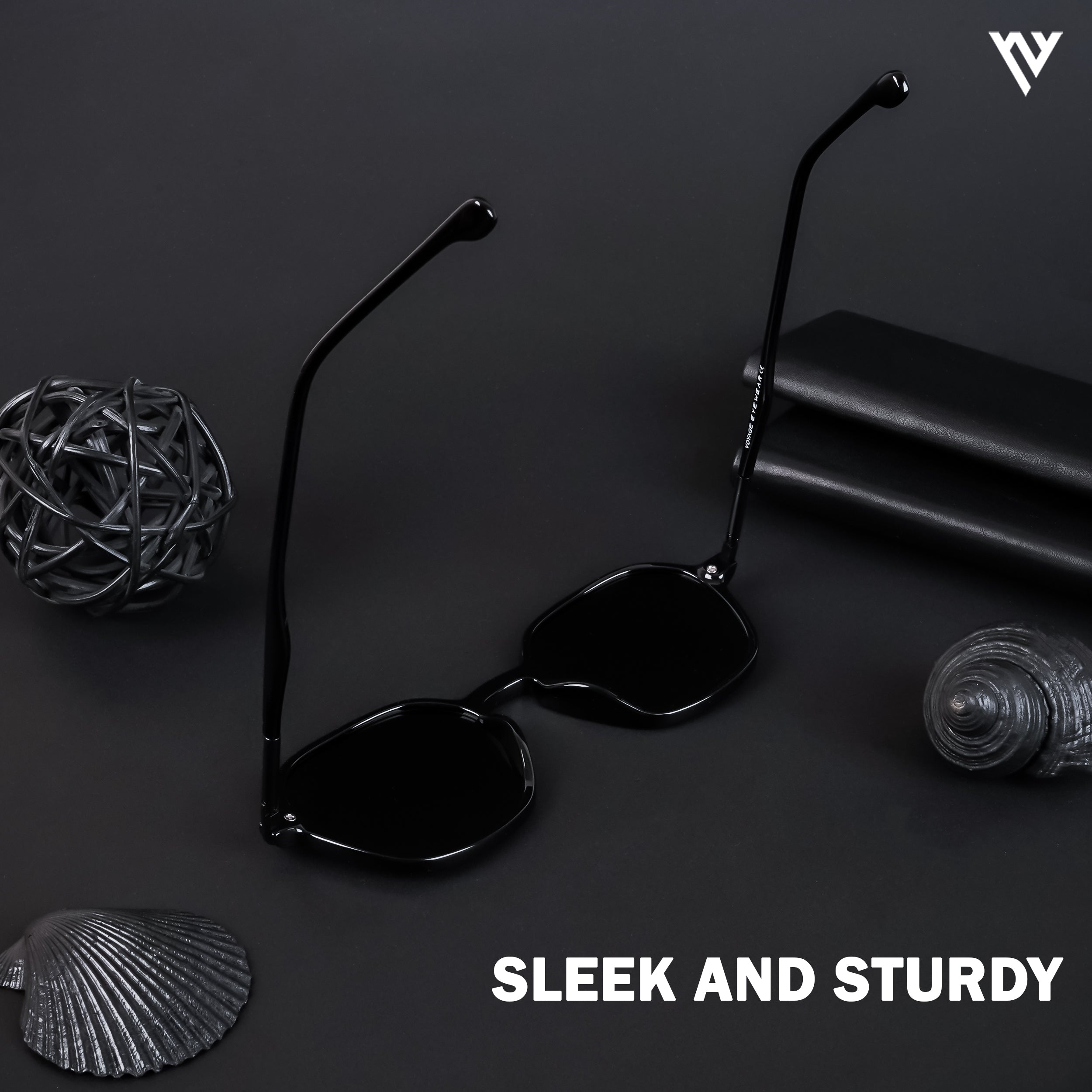 Voyage Exclusive Shine Black Polarized Round Sunglasses for Men & Women (TR8071PMG4493)