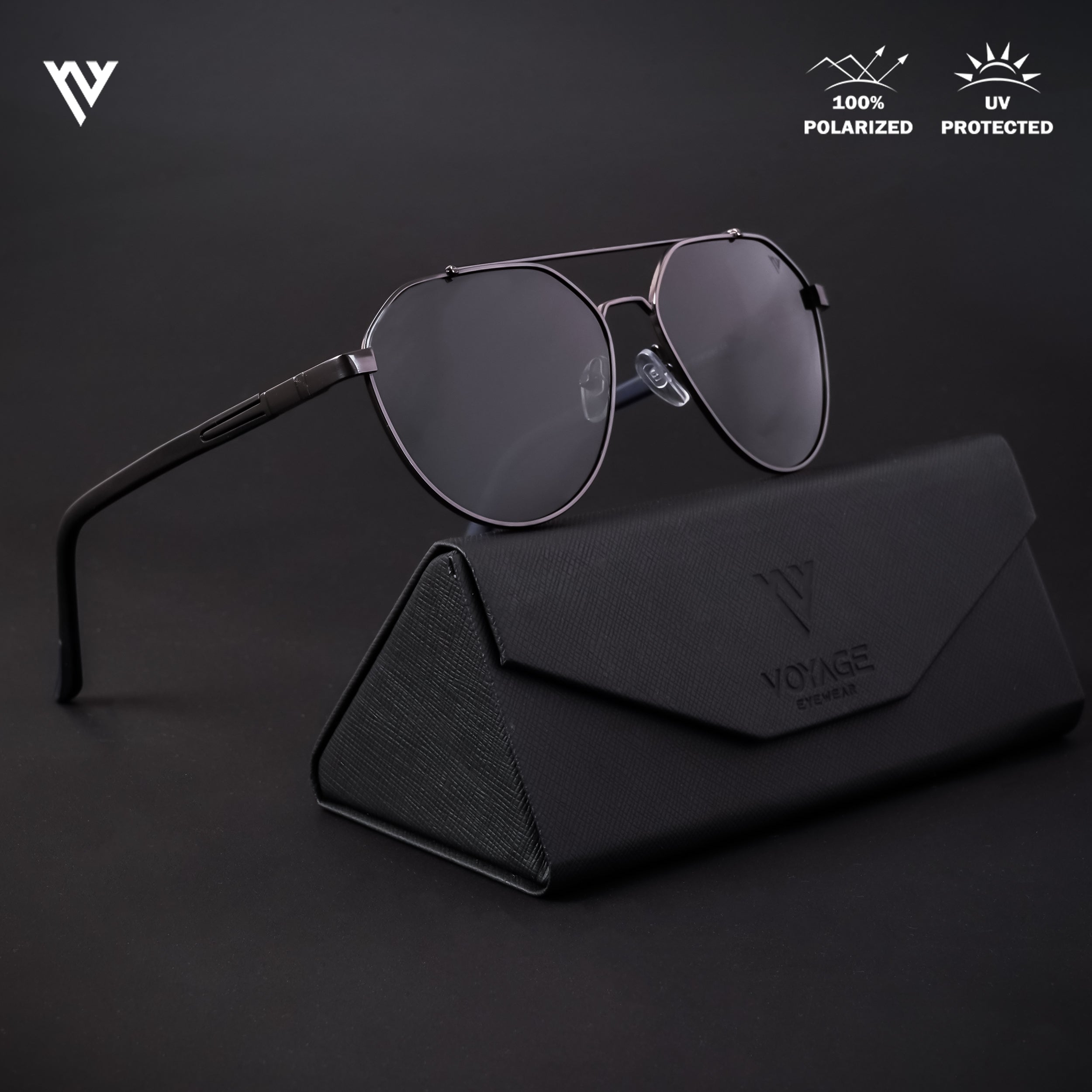 Voyage Exclusive Grey Polarized Aviator Sunglasses for Men & Women - PMG4284