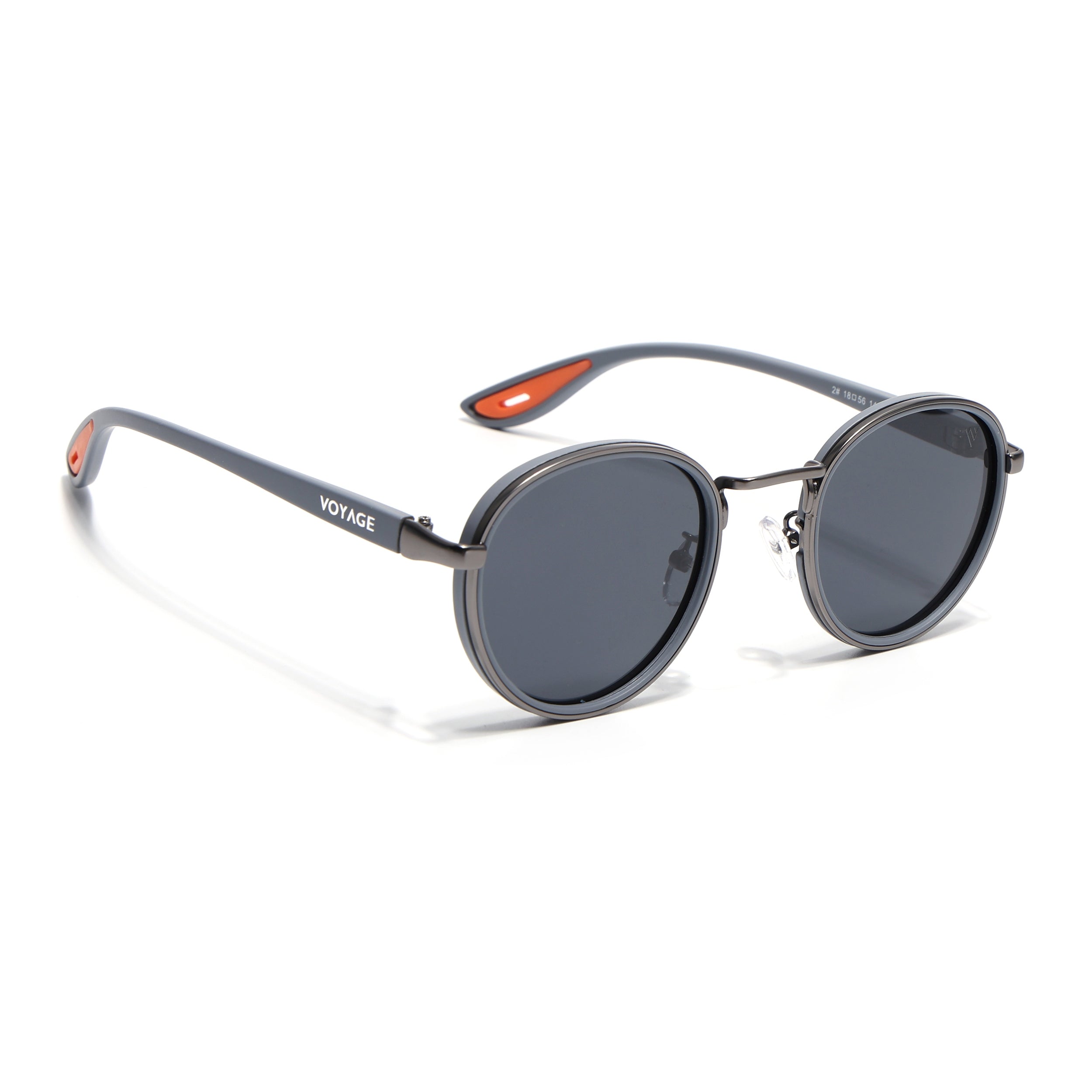 Pilot | Grey Round Polarized Sunglasses | Black Lens - PMG6673