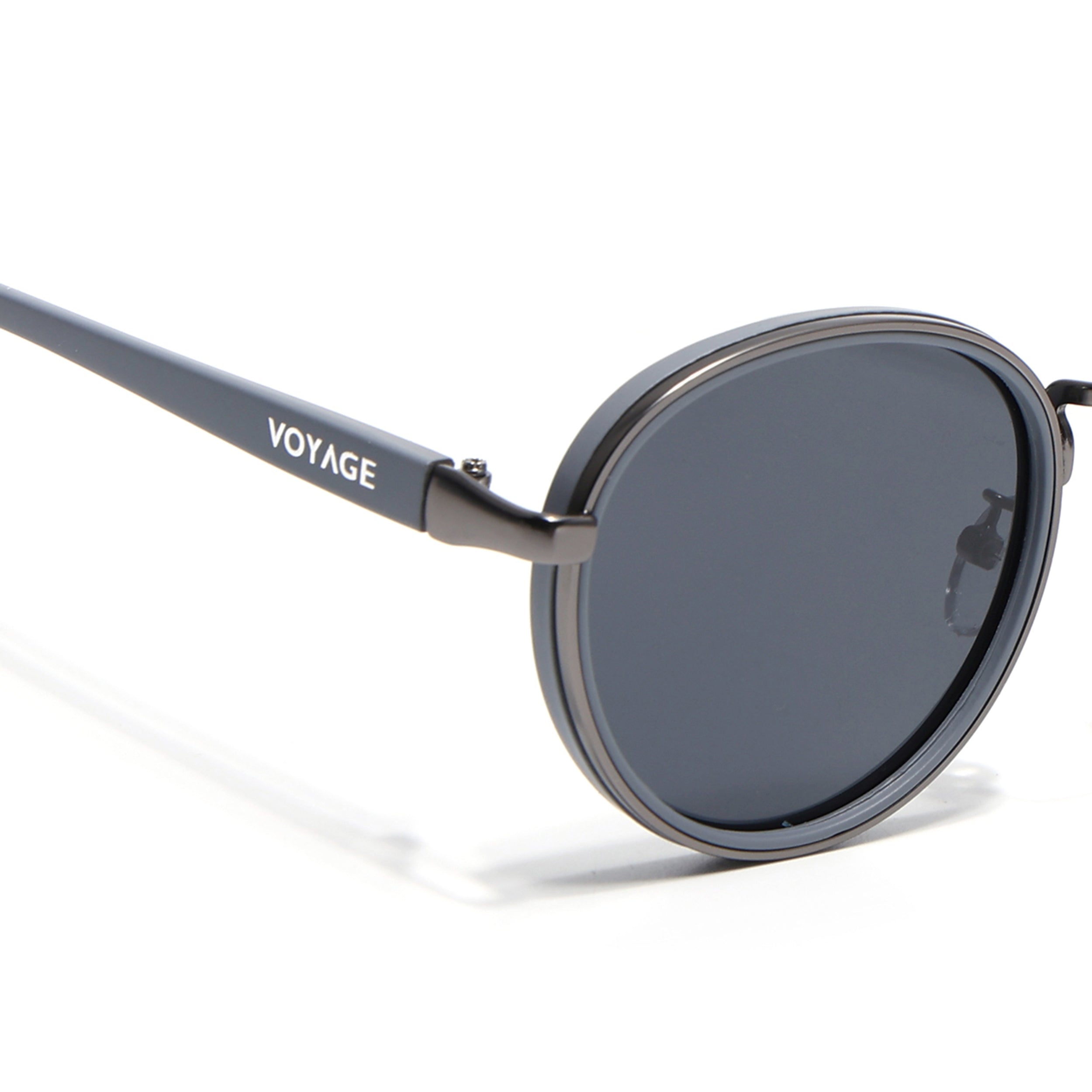 Pilot | Grey Round Polarized Sunglasses | Black Lens - PMG6673