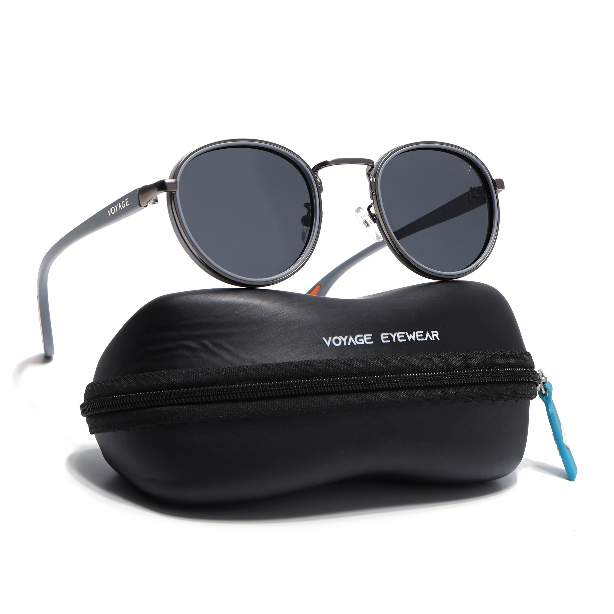 Pilot | Grey Round Polarized Sunglasses | Black Lens - PMG6673