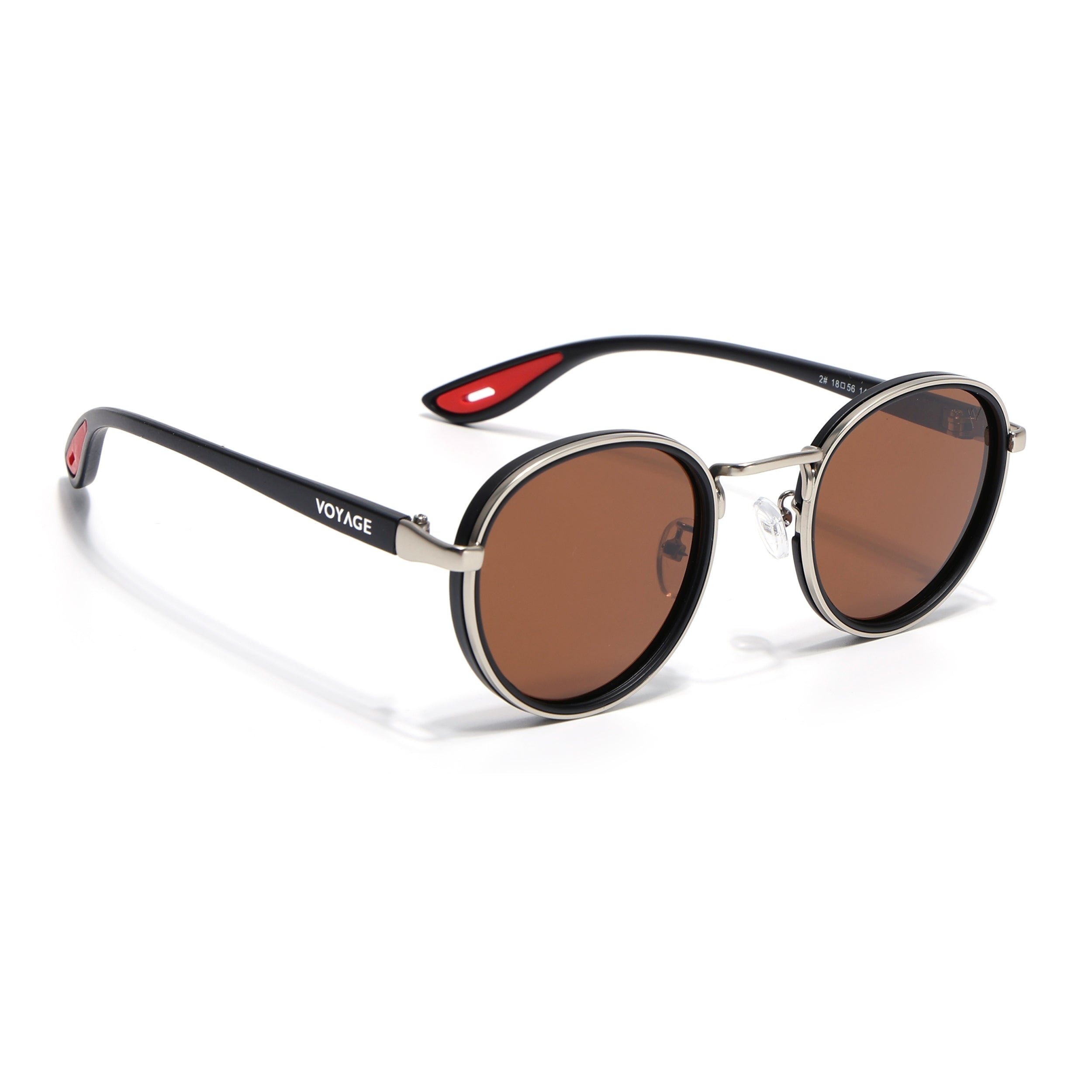 Pilot | Silver Round Polarized Sunglasses | Brown Lens  - PMG6674