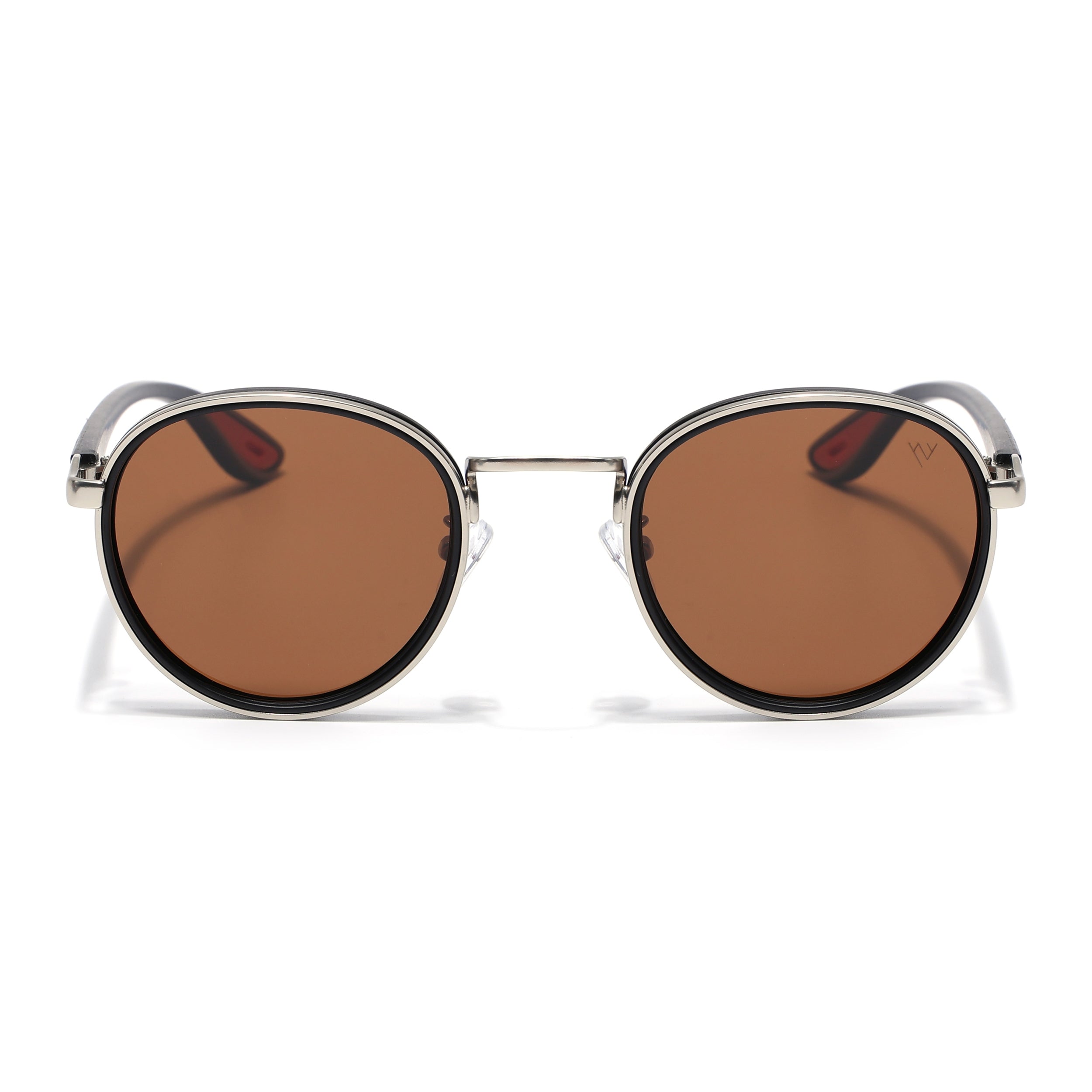 Pilot | Silver Round Polarized Sunglasses | Brown Lens  - PMG6674