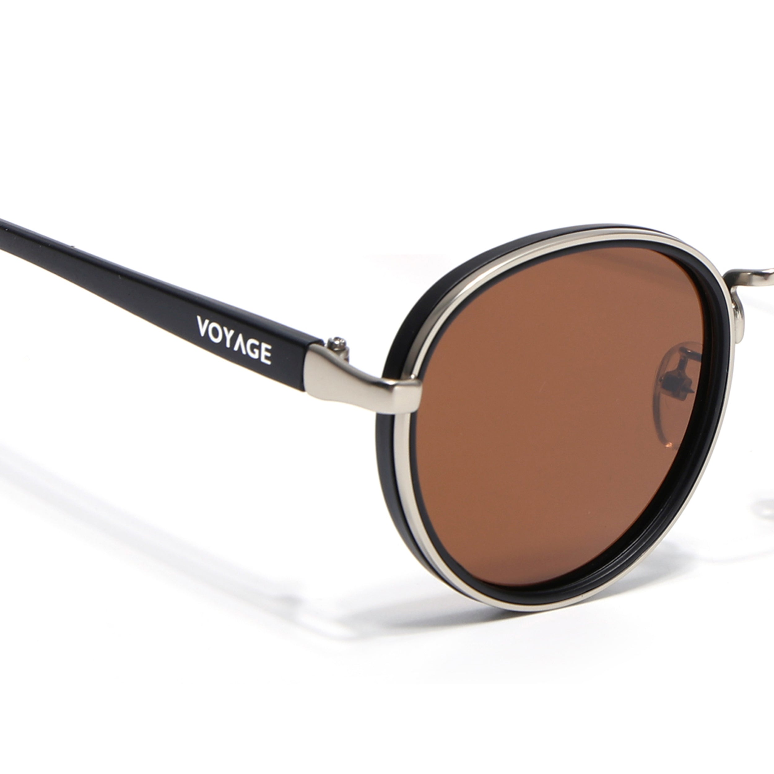 Pilot | Silver Round Polarized Sunglasses | Brown Lens  - PMG6674