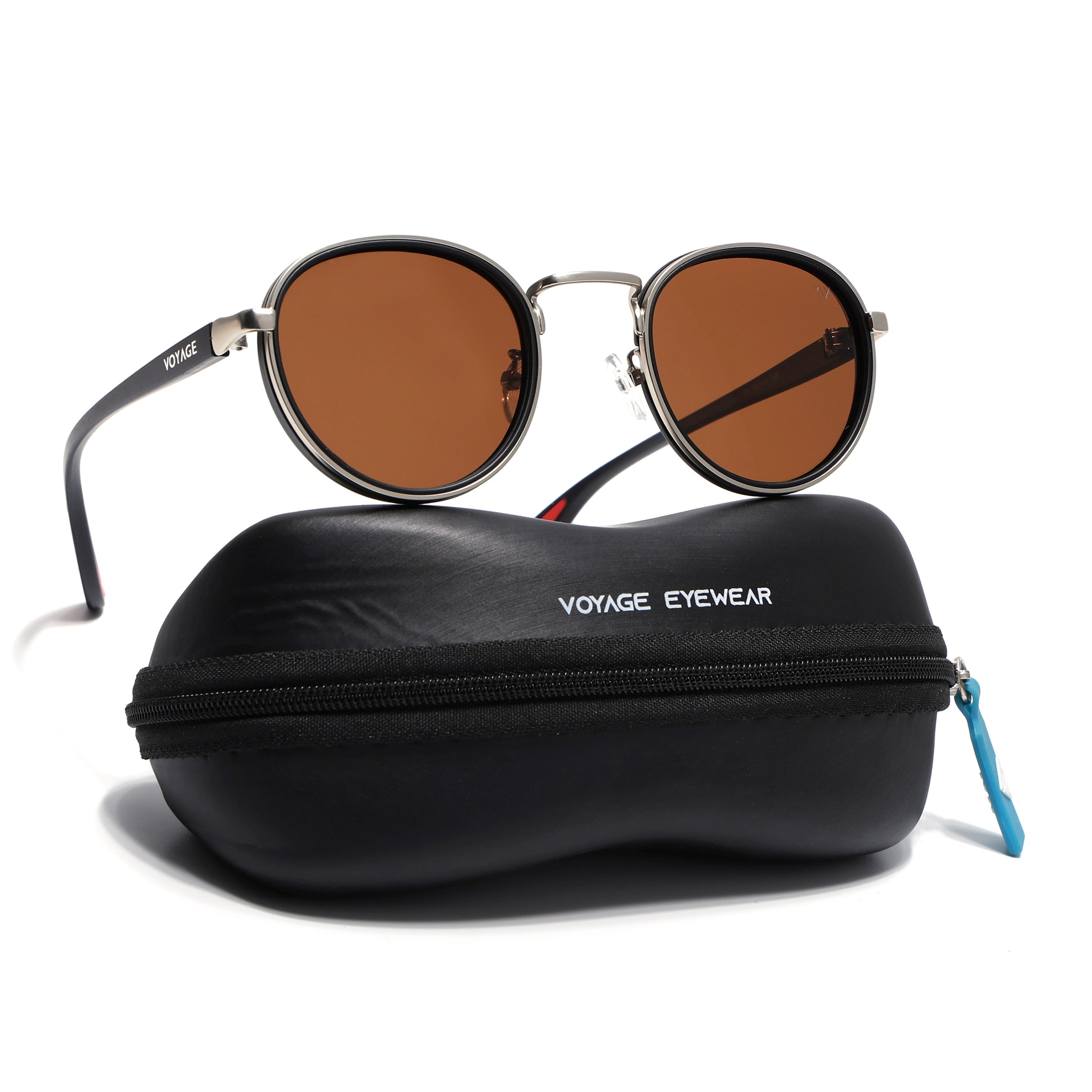 Pilot | Silver Round Polarized Sunglasses | Brown Lens  - PMG6674