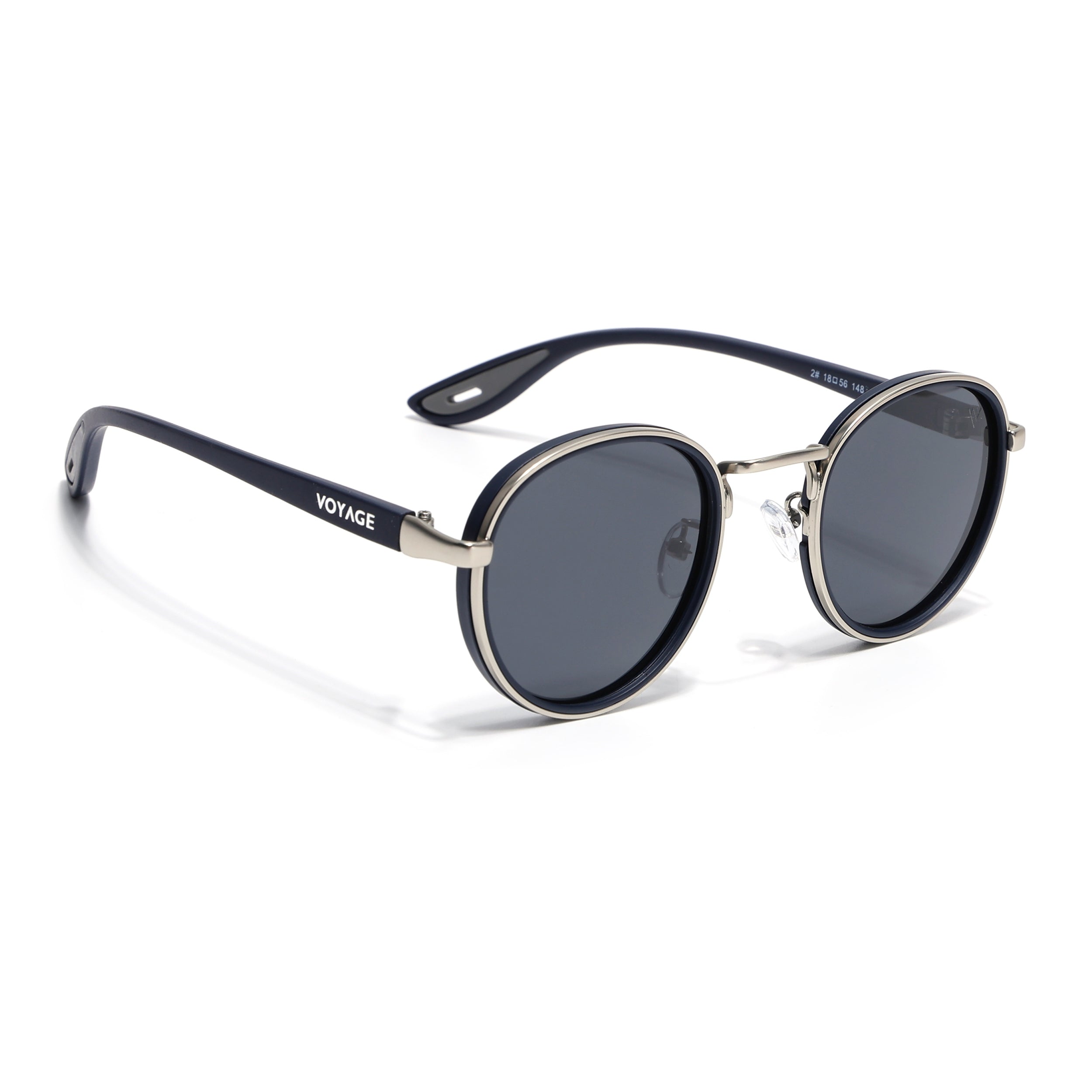 Pilot | Silver Round Polarized Sunglasses | Grey Lens - PMG6677