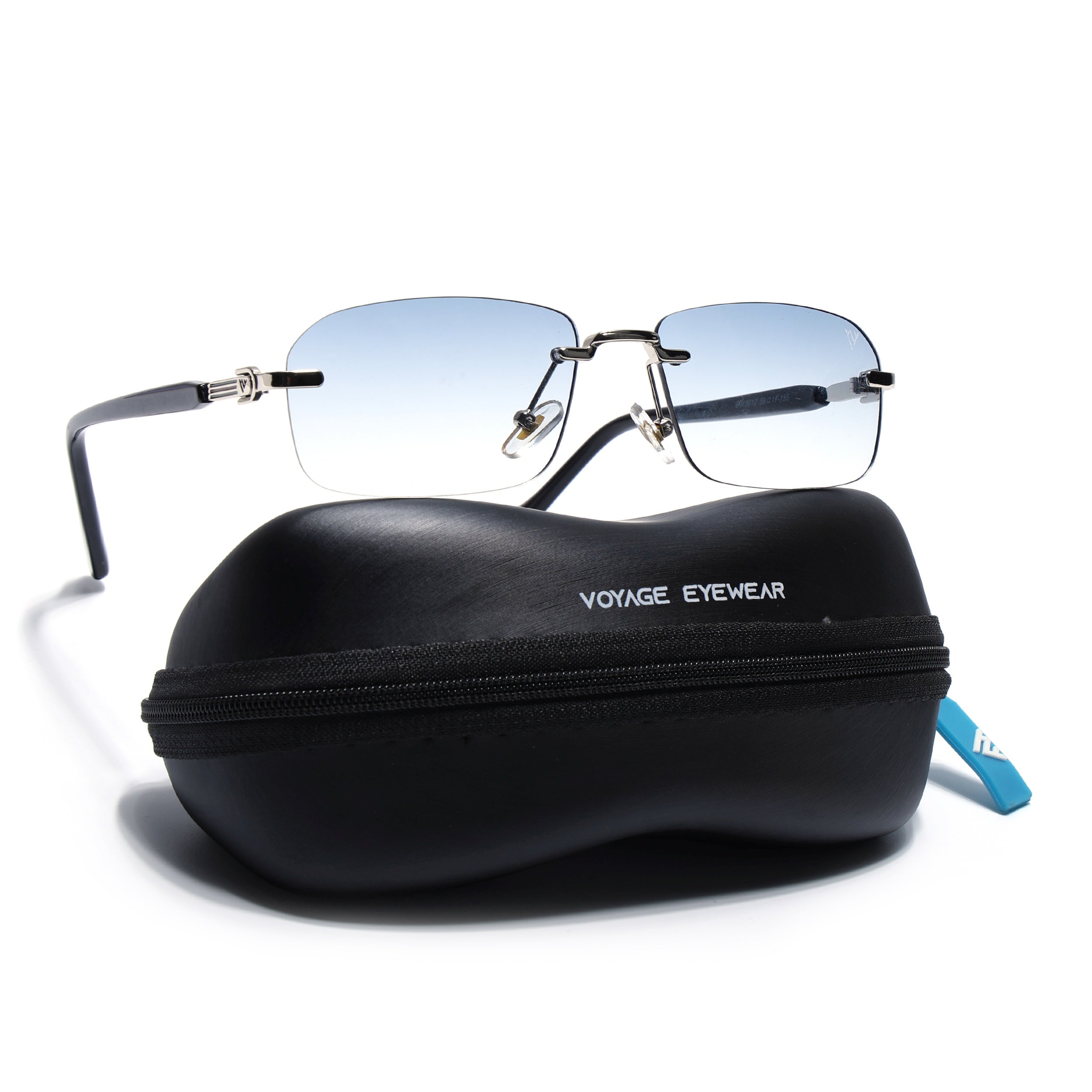 Satan | Sky Blue Rimless Sunglasses | Silver Frame - MG6621