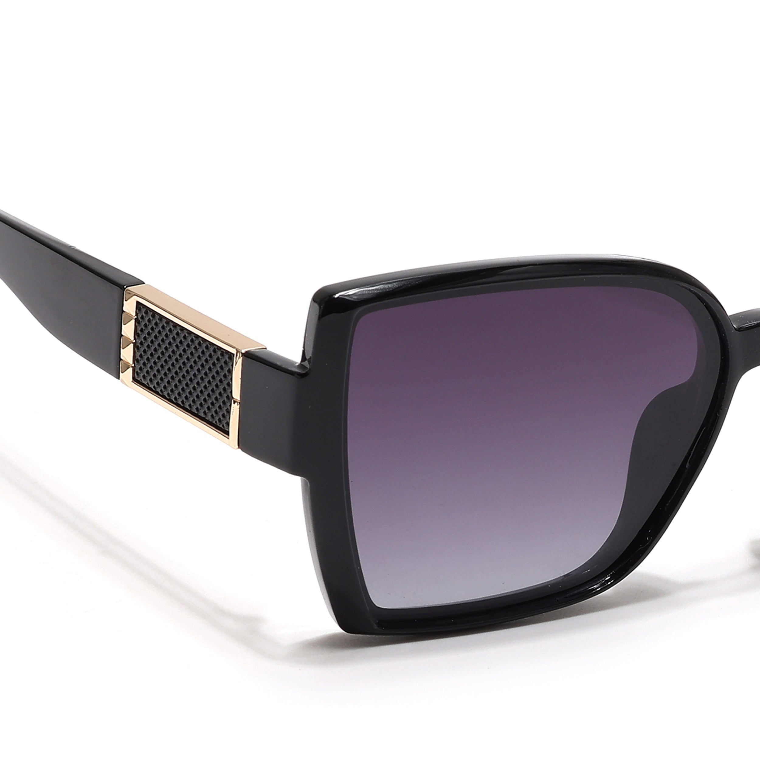 Cateye Polarized Sunglasses (Purple & Clear Lens | Black Frame - PMG6432)