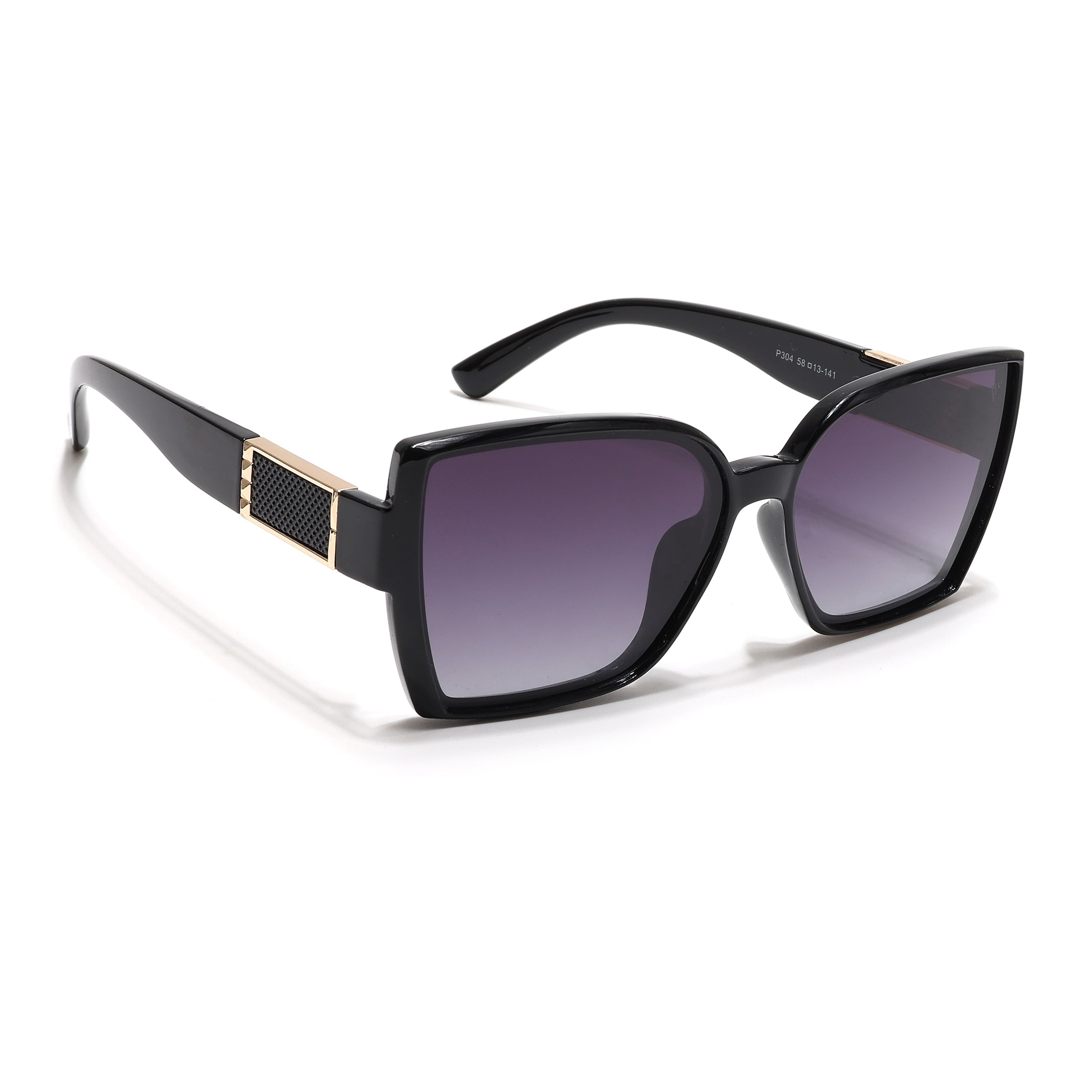 Cateye Polarized Sunglasses (Purple & Clear Lens | Black Frame - PMG6432)