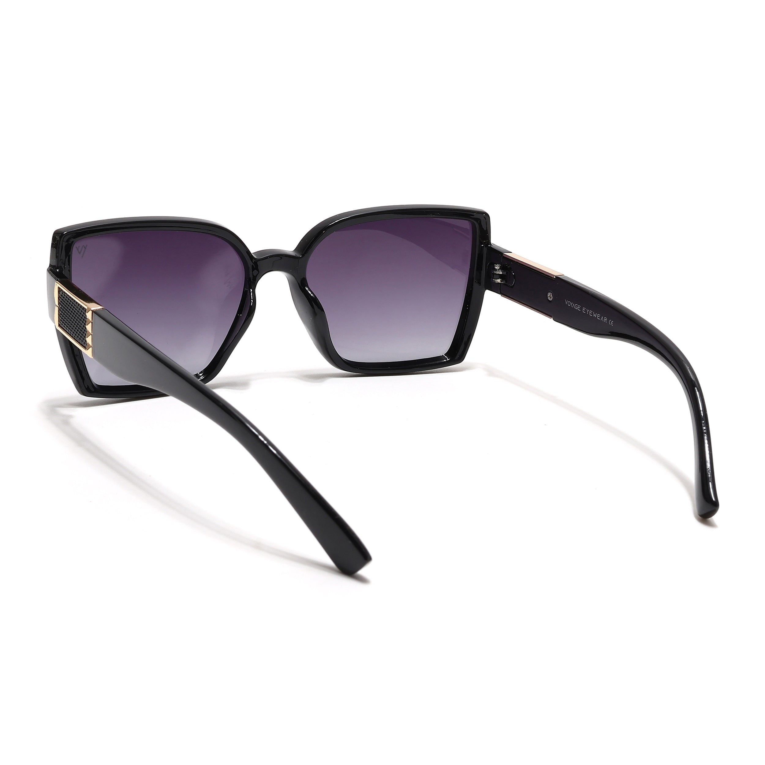 Cateye Polarized Sunglasses (Purple & Clear Lens | Black Frame - PMG6432)