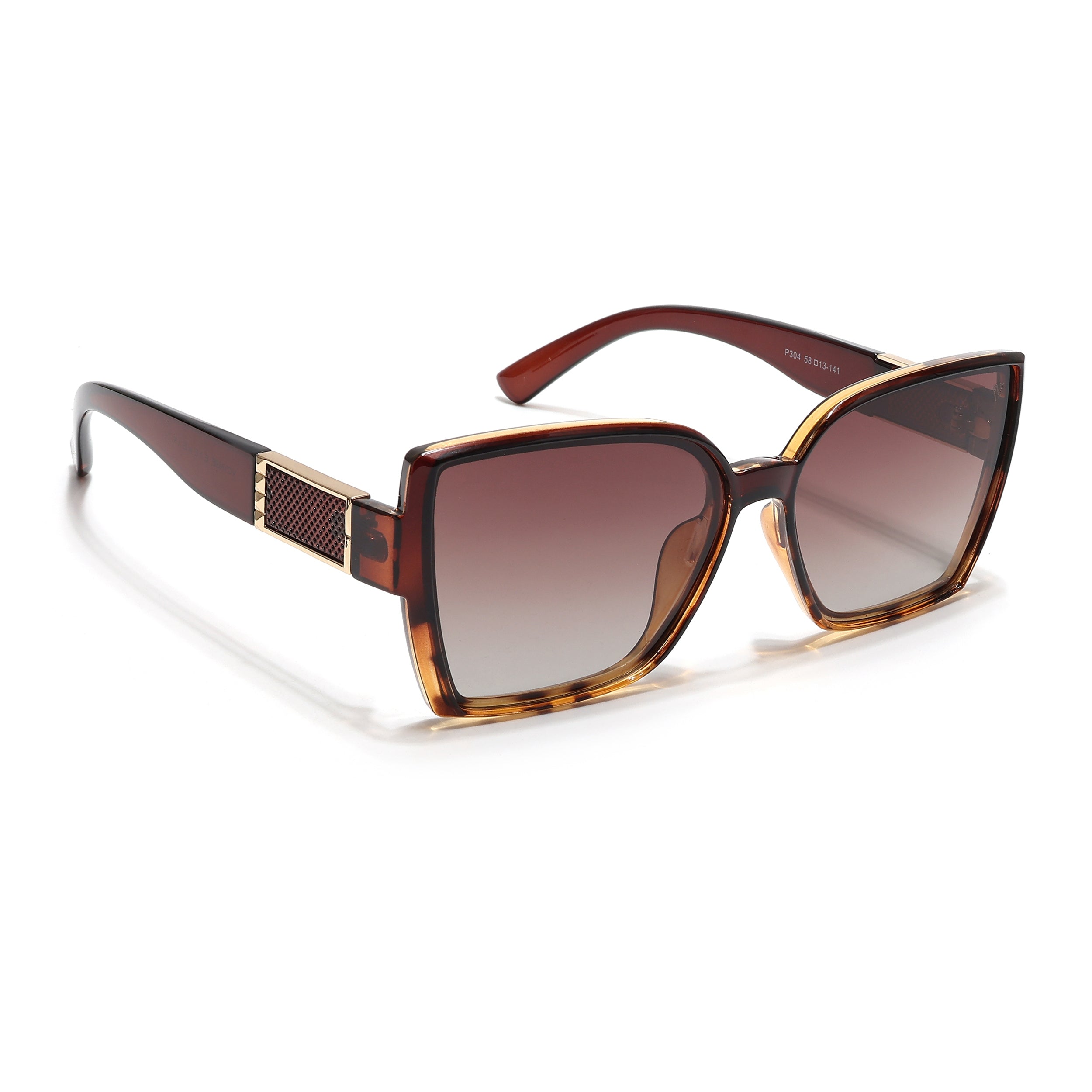 Cateye Polarized Sunglasses (Brown & Clear Lens | Brown Frame - PMG6433)