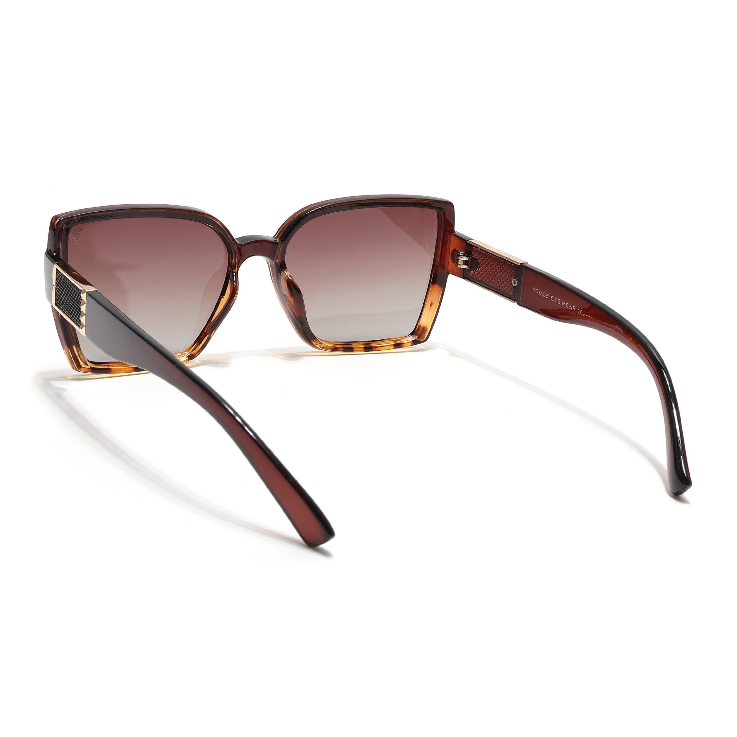 Cateye Polarized Sunglasses (Brown & Clear Lens | Brown Frame - PMG6433)