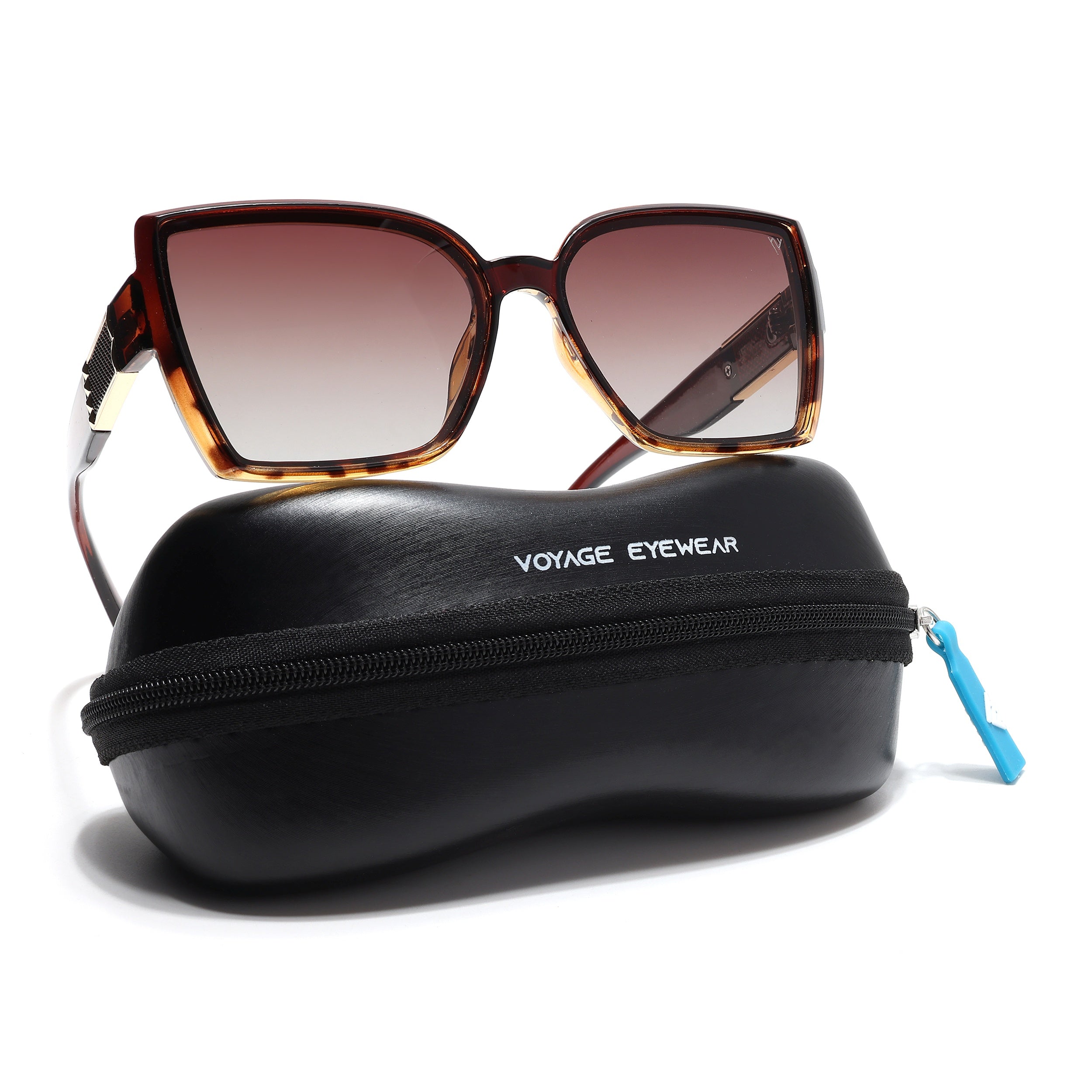 Cateye Polarized Sunglasses (Brown & Clear Lens | Brown Frame - PMG6433)